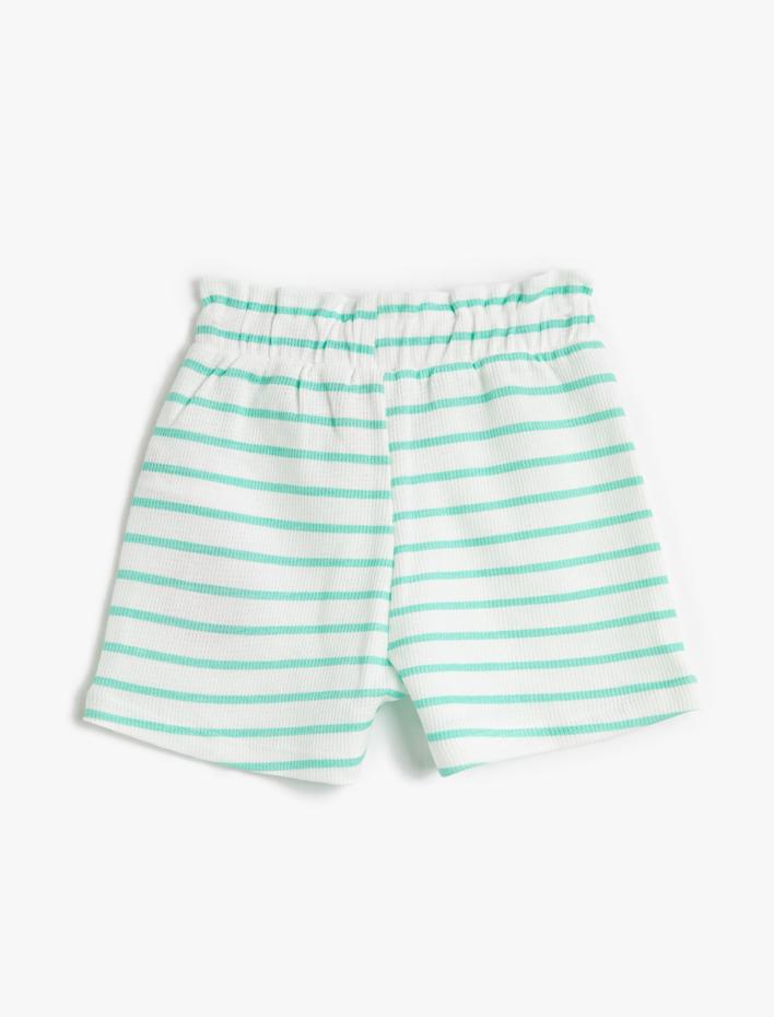 Kız Bebek Şort Beli Lastikli Baskılı Detaylı Pamuklu