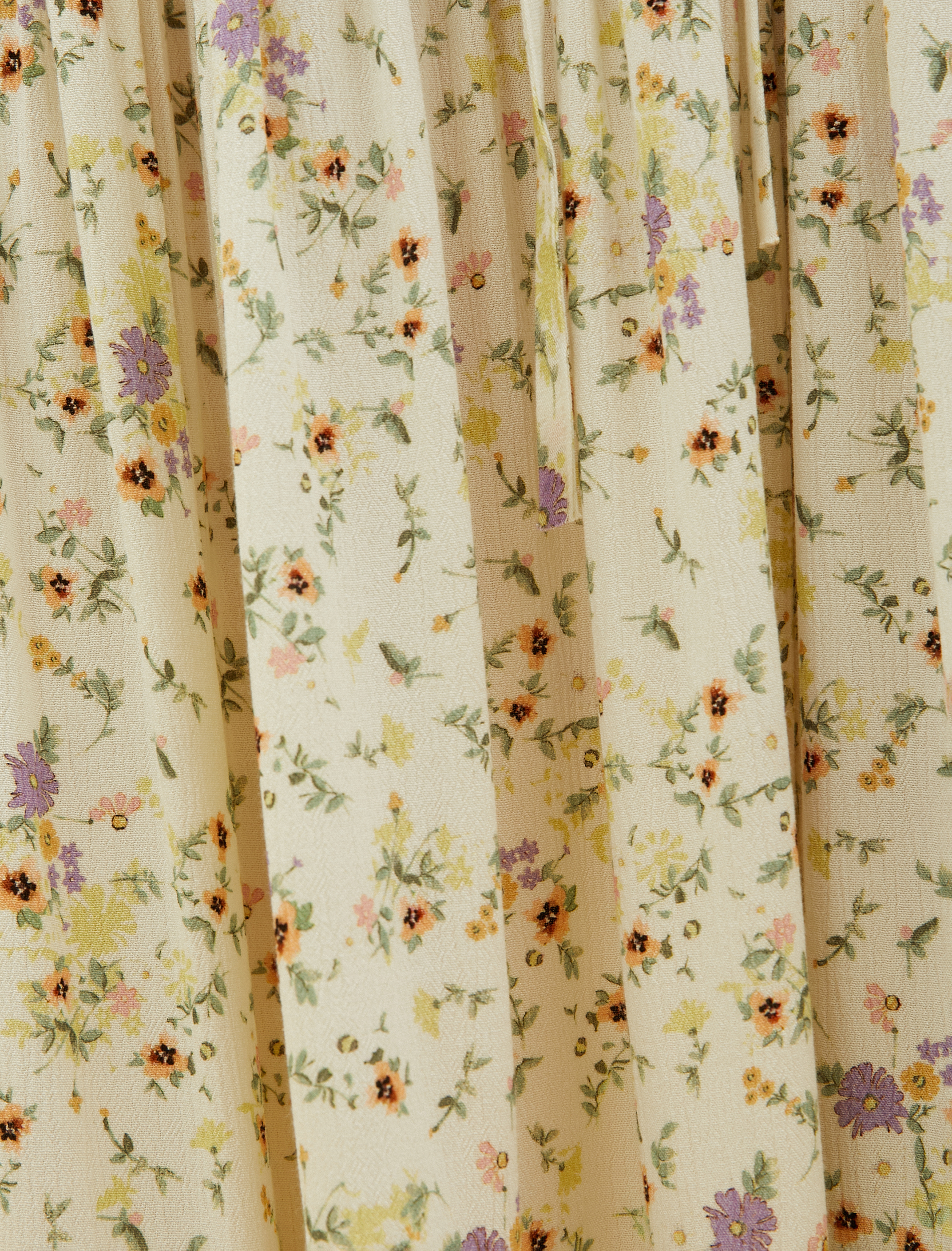   Çiçekli Katlı Yırtmaçlı Uzun Etek