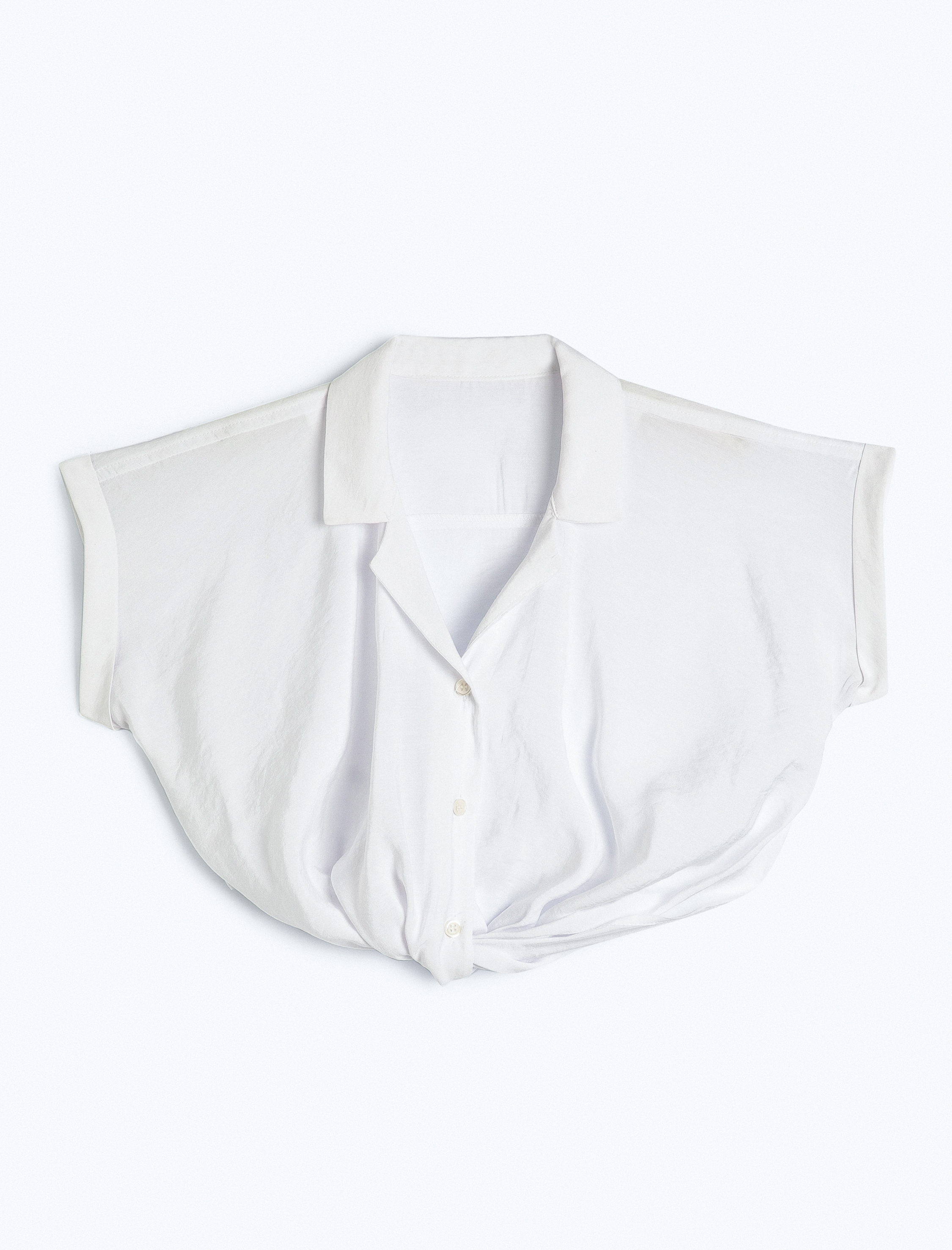  Kız Çocuk Gömlek Kısa Kollu Önü Bağlamalı Cepli Modal Karışımlı