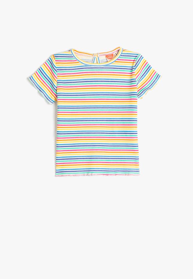 Kız Bebek Tişört Kısa Kollu Yuvarlak Yaka Ribanalı