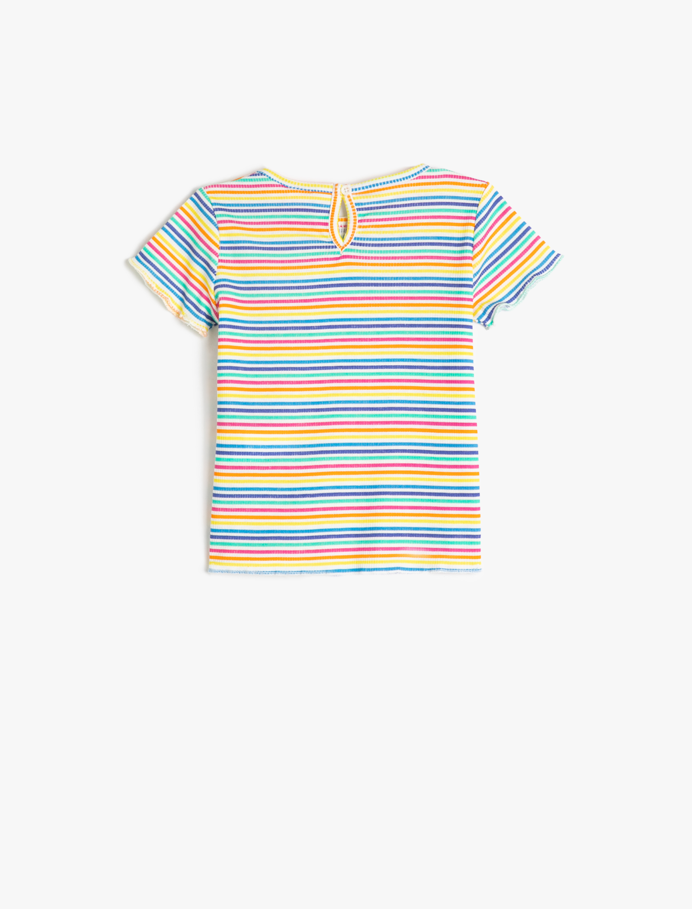  Kız Bebek Tişört Kısa Kollu Yuvarlak Yaka Ribanalı