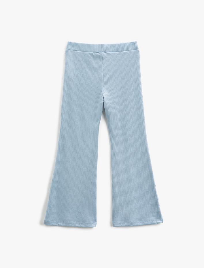 Kız Çocuk İspanyol Paça Tayt Pantolon Beli Lastikli