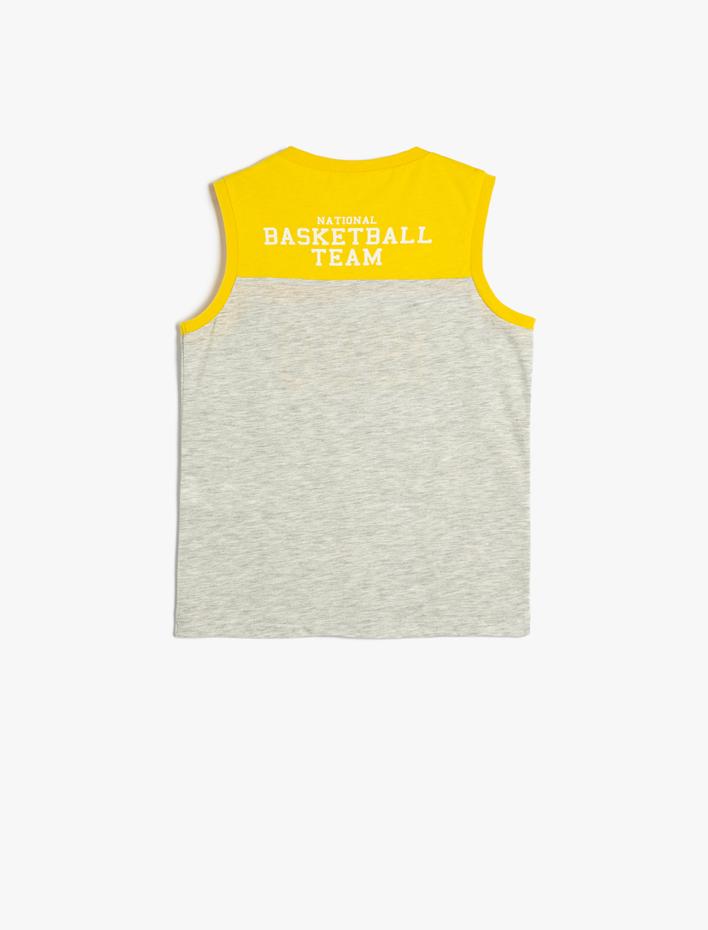 Erkek Çocuk Atlet Baskılı Kolsuz Bisiklet Yaka Pamuklu