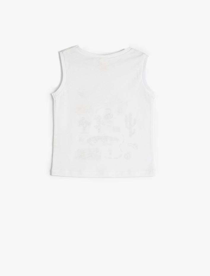 Erkek Bebek Atlet Kolsuz Yuvarlak Yaka Baskılı Pamuklu