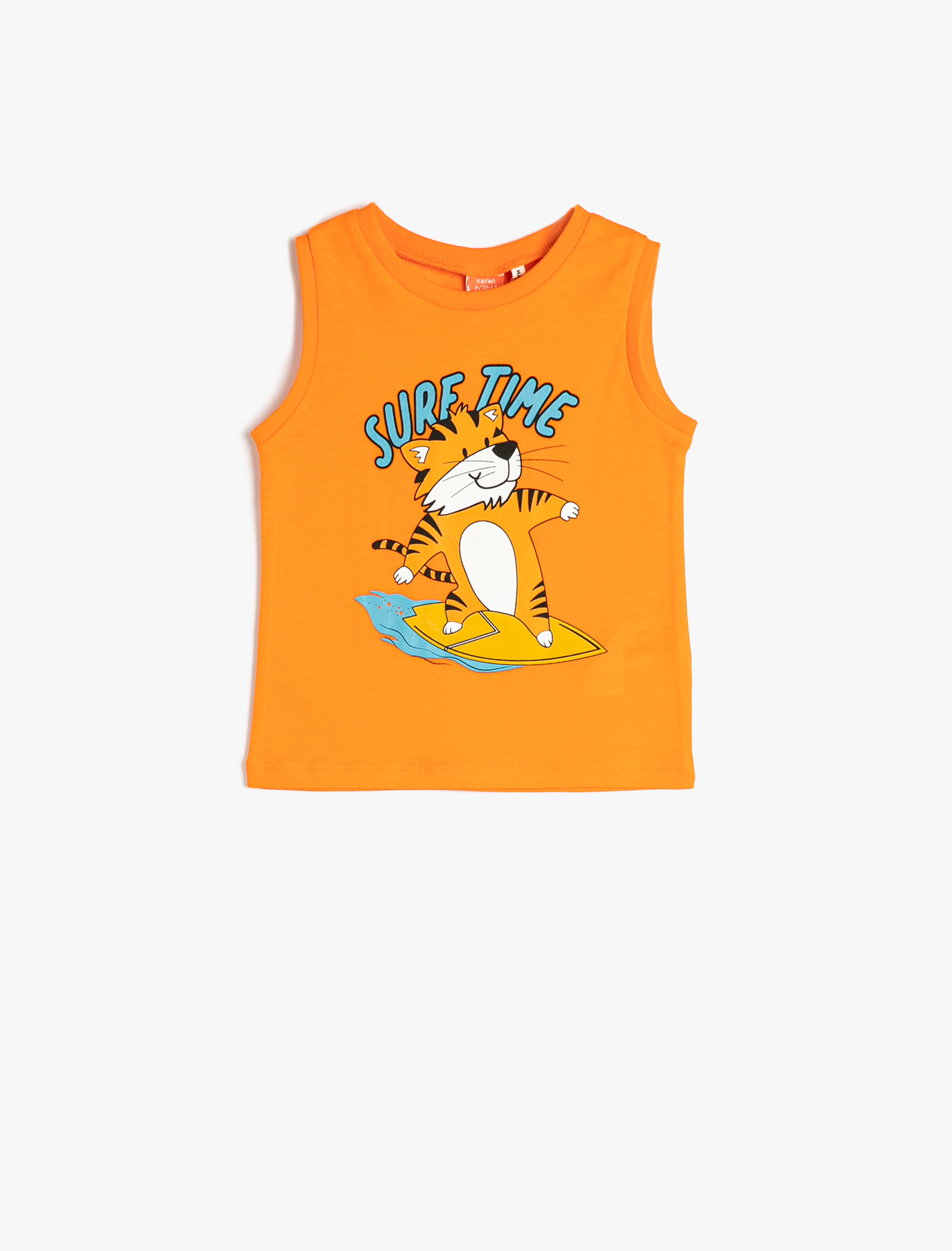  Erkek Bebek Atlet Kolsuz Kaplan Baskılı Pamuklu