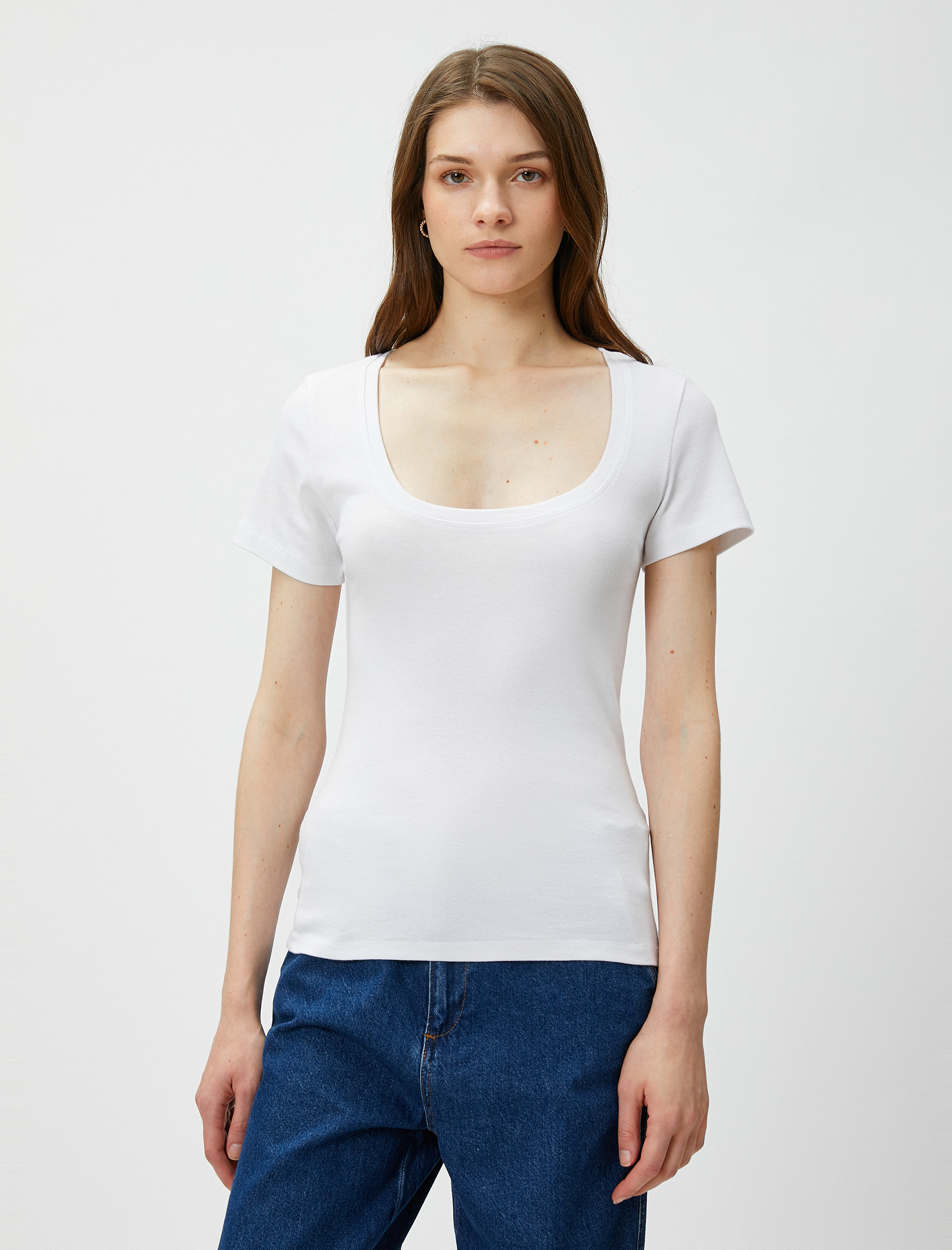   Basic Tişört U Yaka Pamuklu