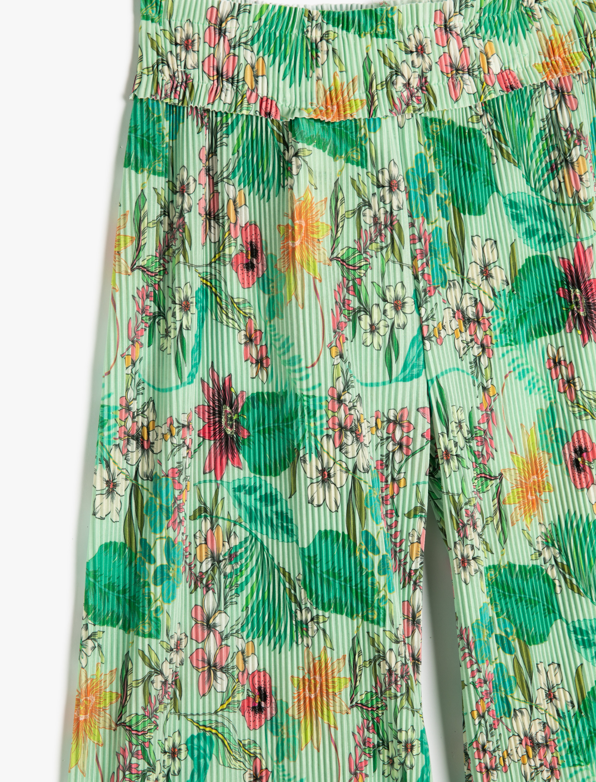  Kız Çocuk Geniş Paça Palazzo Pantolon Çiçekli Beli Lastikli Piliseli