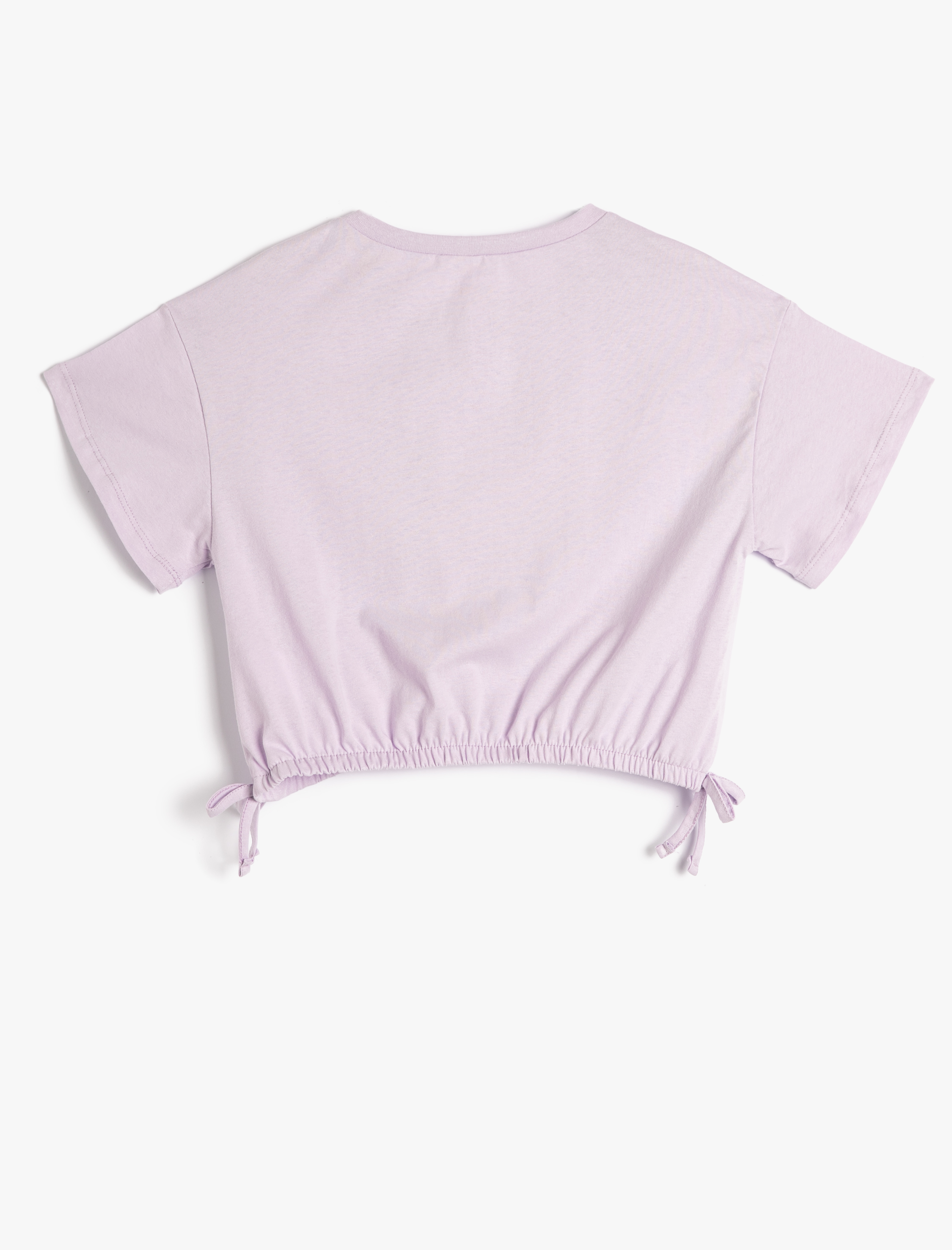 Kız Çocuk Crop Oversize Tişört Hayvanlar Baskılı Beli Lastikli Bağlamalı Pamuklu