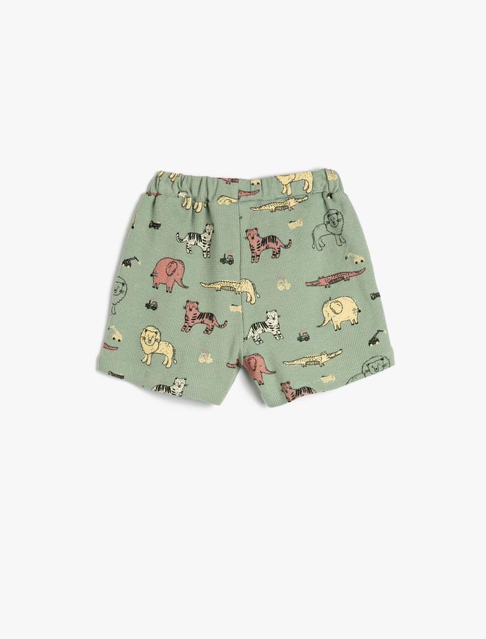 Erkek Bebek Şort Beli Lastikli Cepli Dokulu Pamuklu