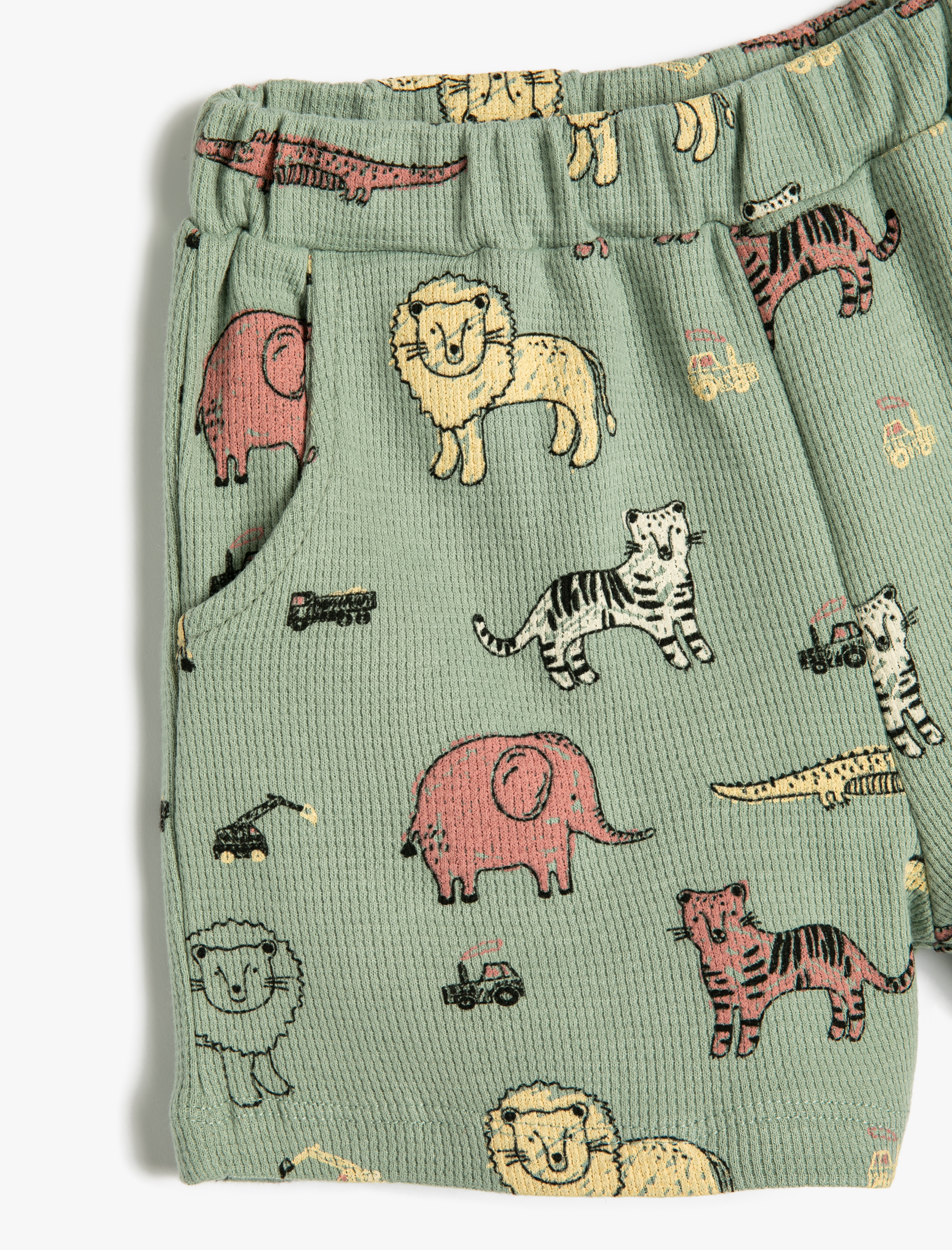  Erkek Bebek Şort Beli Lastikli Cepli Dokulu Pamuklu