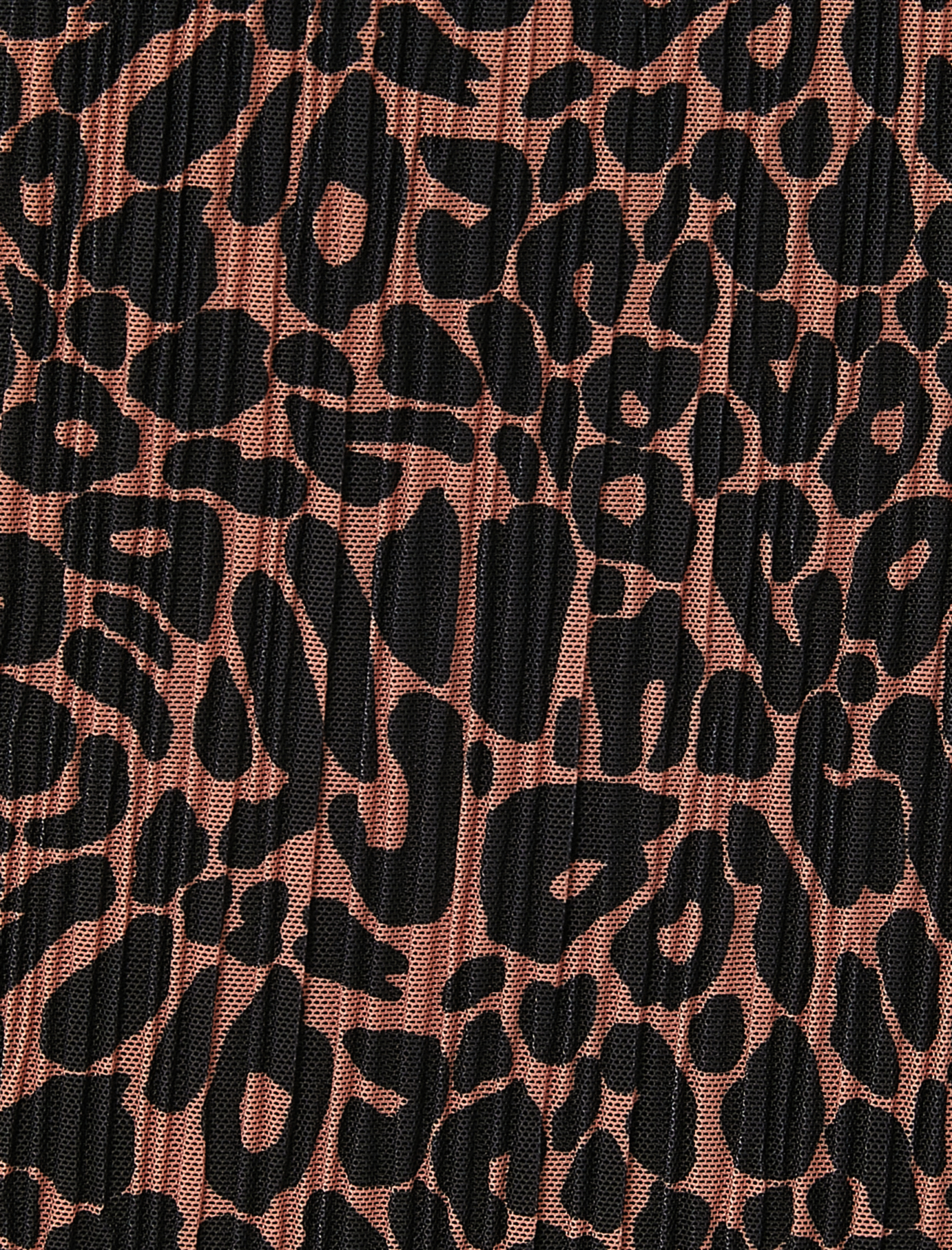   Leopar Desenli Şifon Pileli Midi Etek Yırtmaçlı