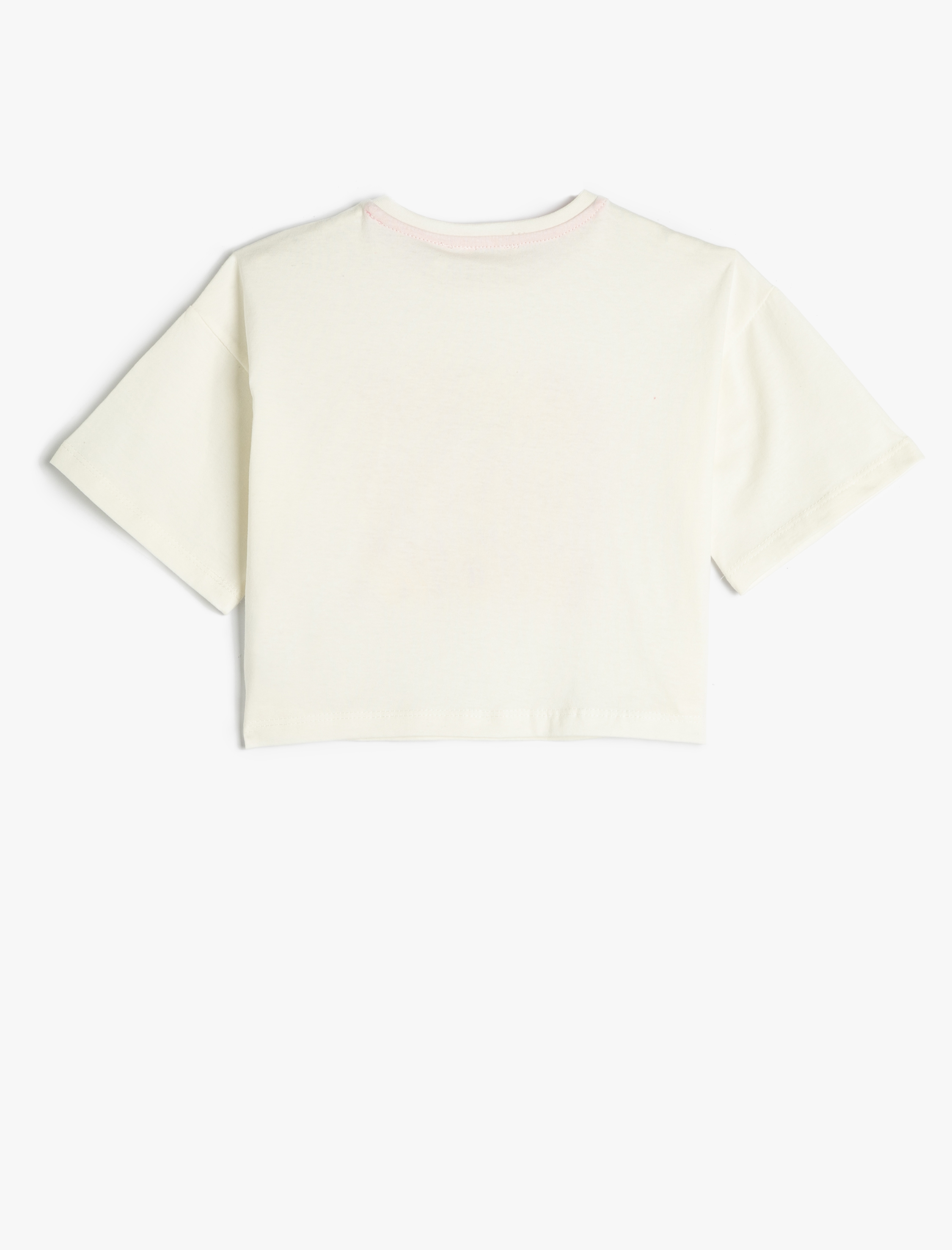  Kız Çocuk Crop Oversize Tişört Kısa Kollu Bisiklet Yaka