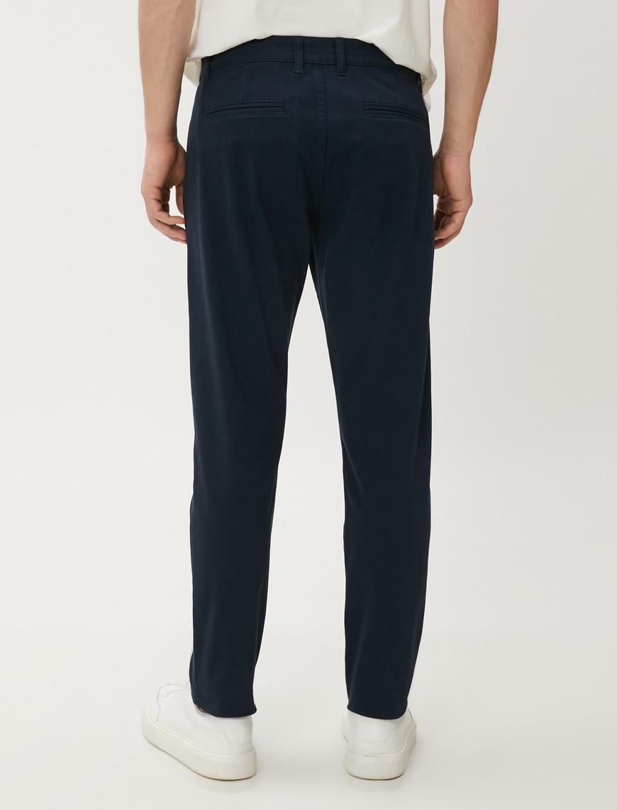   Basic Gabardin Pantolon Cep Detaylı Düz Kesim Düğmeli Pamuklu