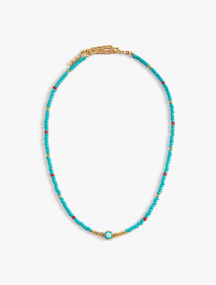 Kadın Boncuklu Kolye Nazar Boncuğu Detaylı