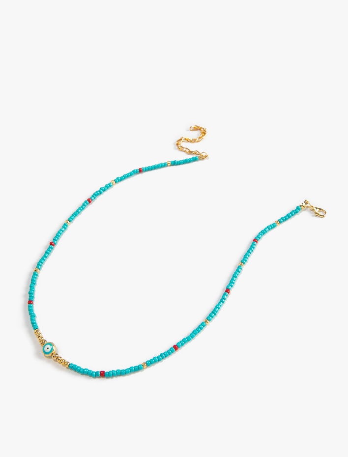 Kadın Boncuklu Kolye Nazar Boncuğu Detaylı