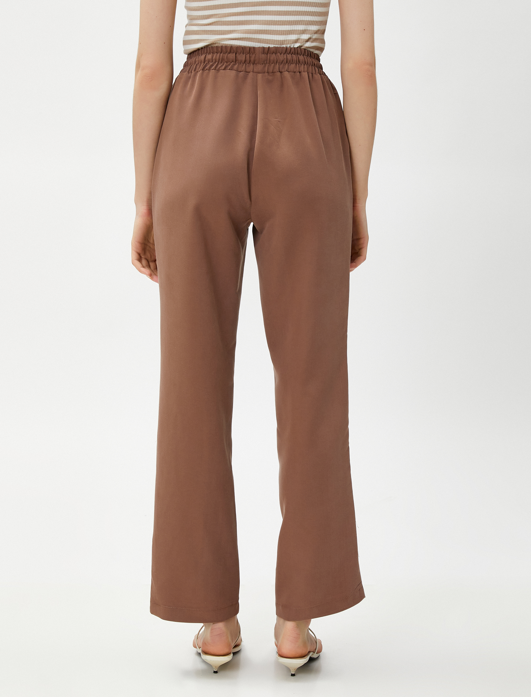   Beli Bağlamalı Pantolon Düz Paça Modal Karışımlı