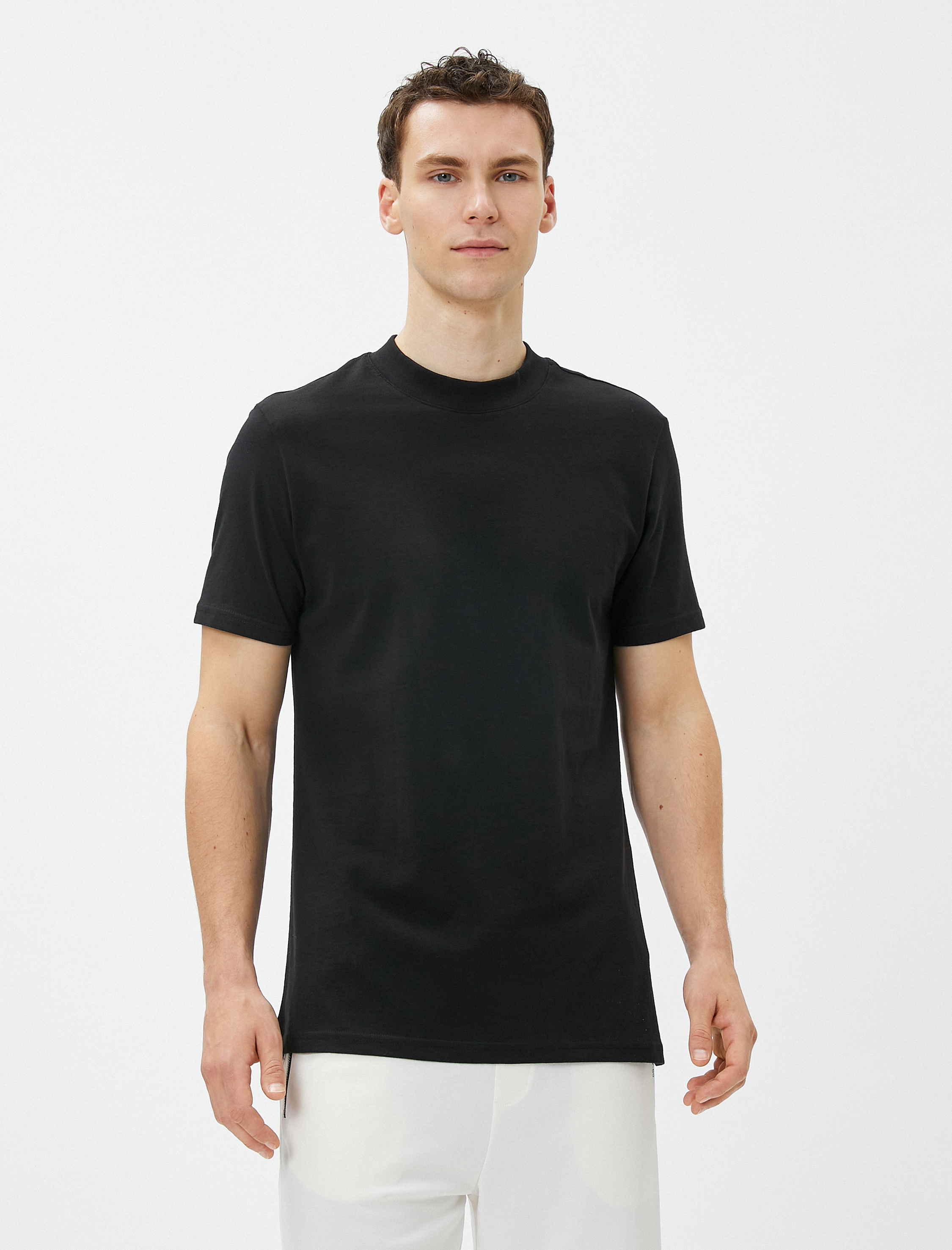   Basic Tişört Bisiklet Yaka Dar Kesim Kısa Kollu Pamuklu