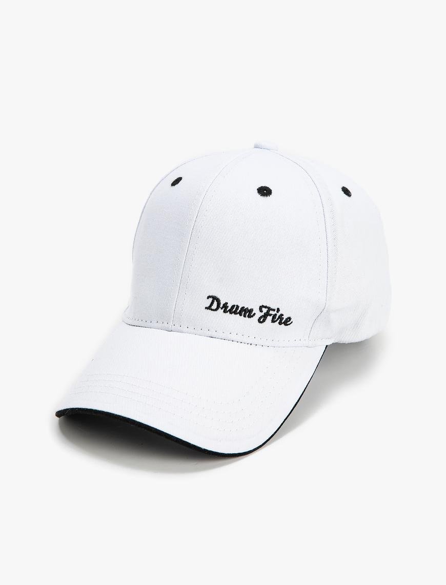  Erkek Kep Şapka Slogan İşlemeli Pamuklu