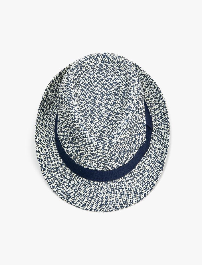 Erkek Çocuk Hasır Fötr Şapka Bant Detaylı