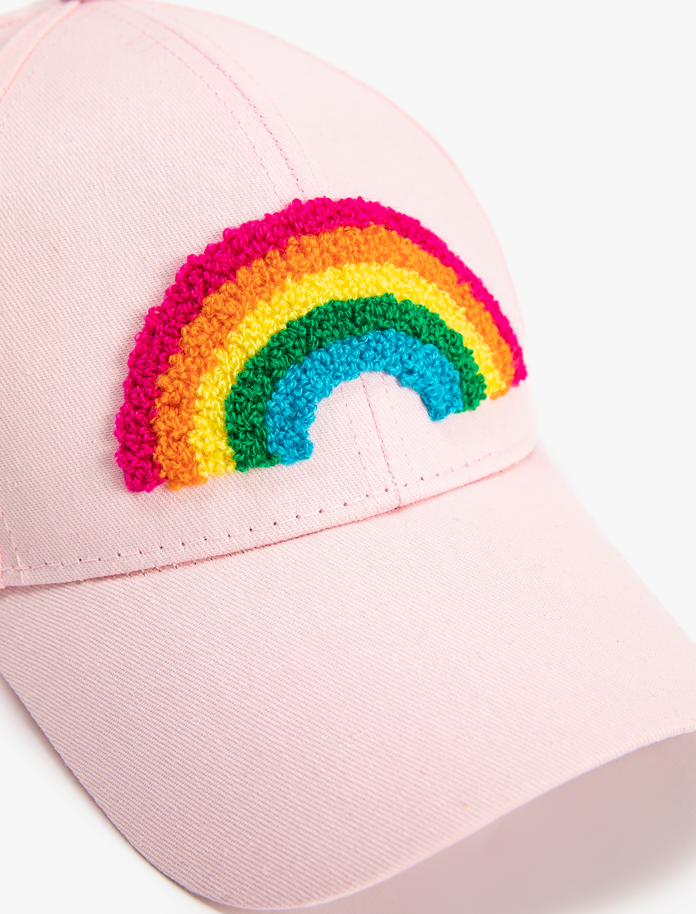  Kız Çocuk Cap Şapka Pamuklu Gökkuşağı Aplike Detaylı