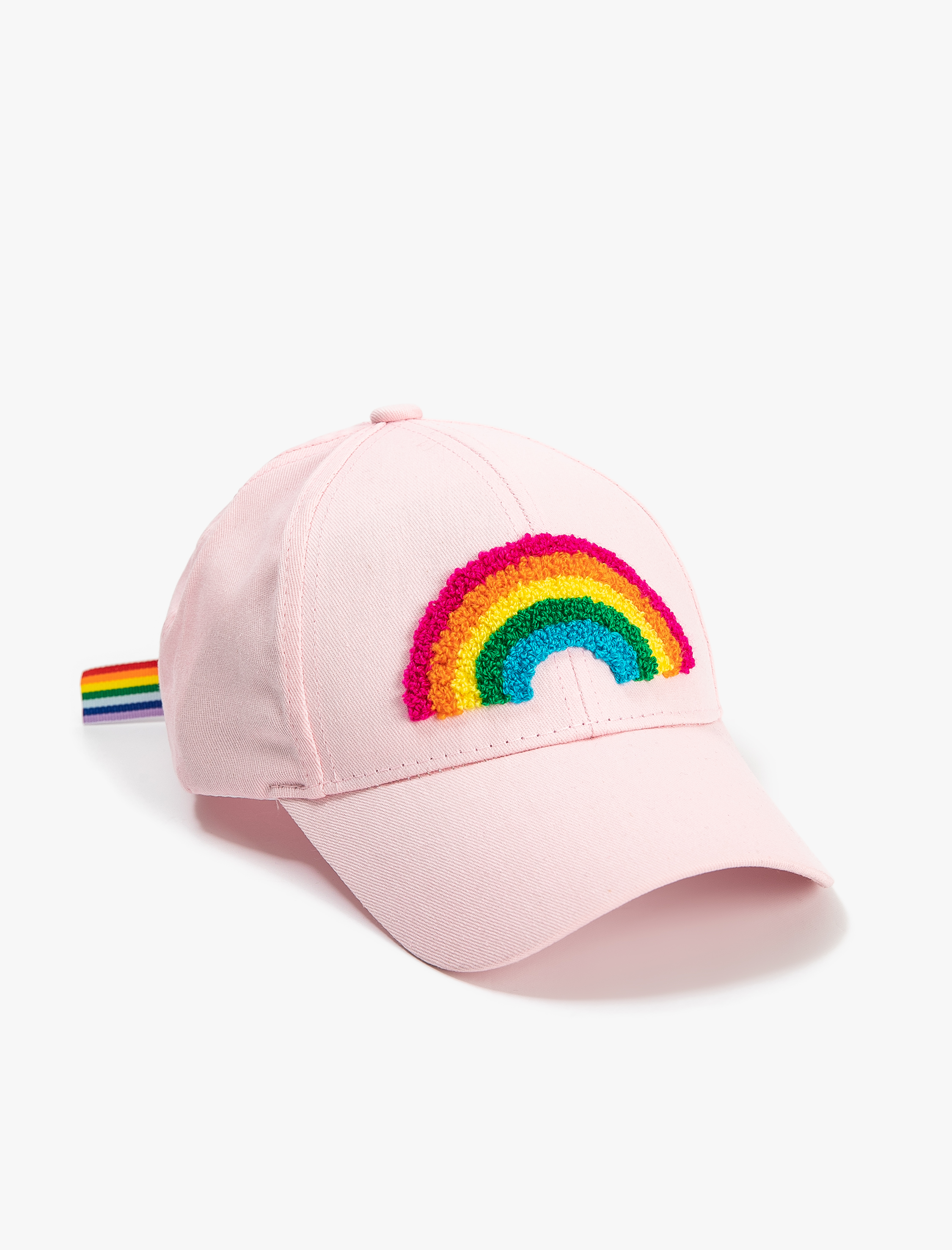  Kız Çocuk Cap Şapka Pamuklu Gökkuşağı Aplike Detaylı