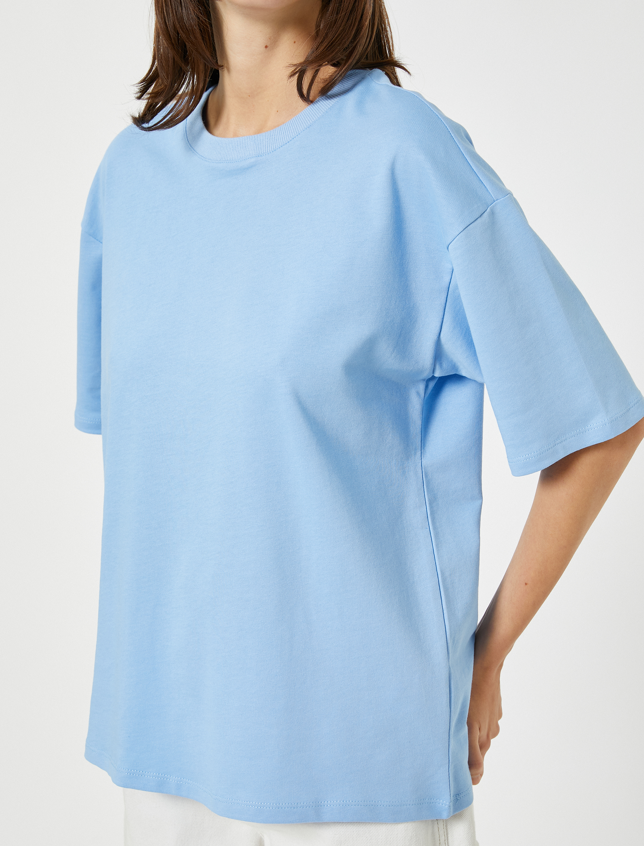   Pamuklu Oversize Tişört Kısa Kollu Basic