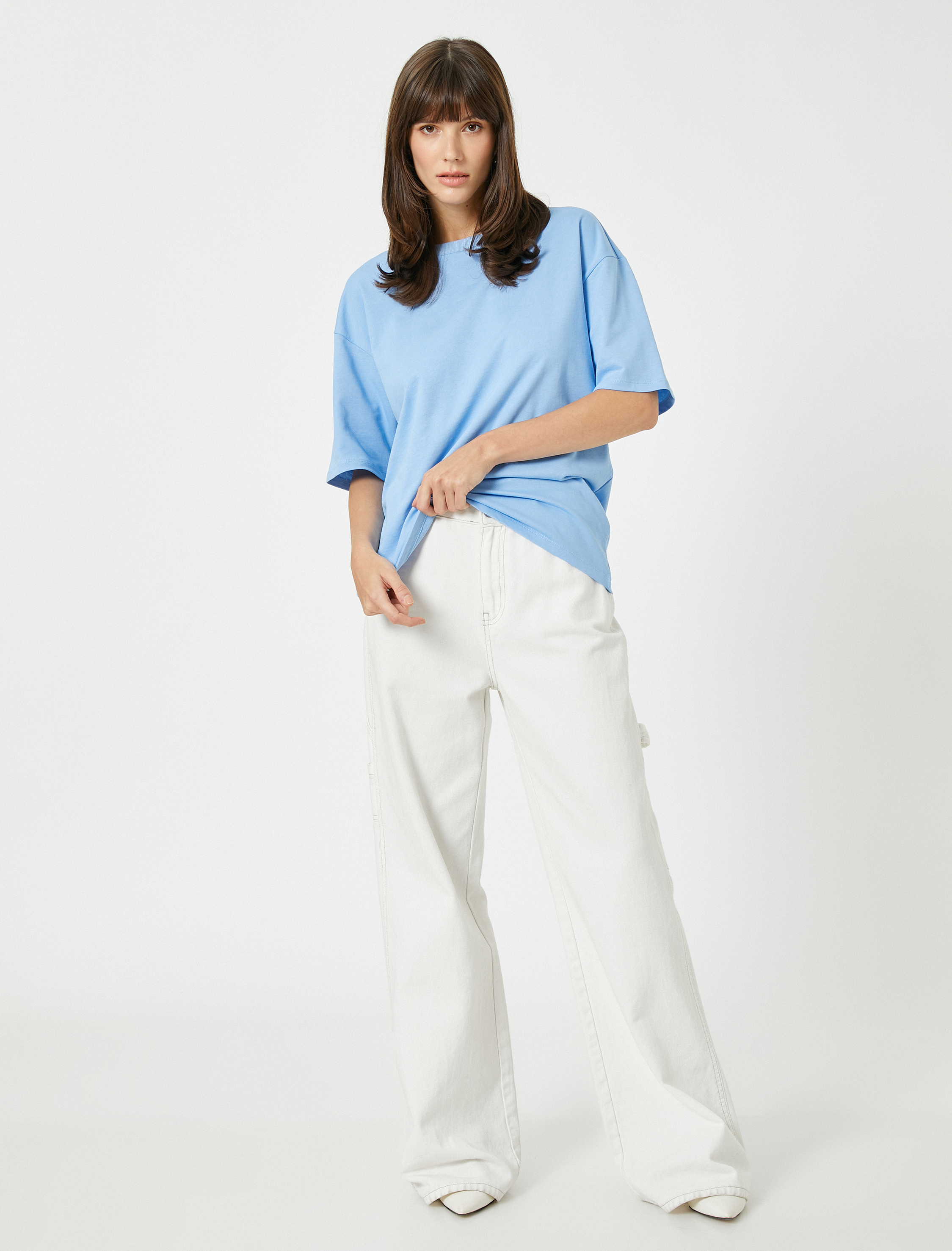   Pamuklu Oversize Tişört Kısa Kollu Basic