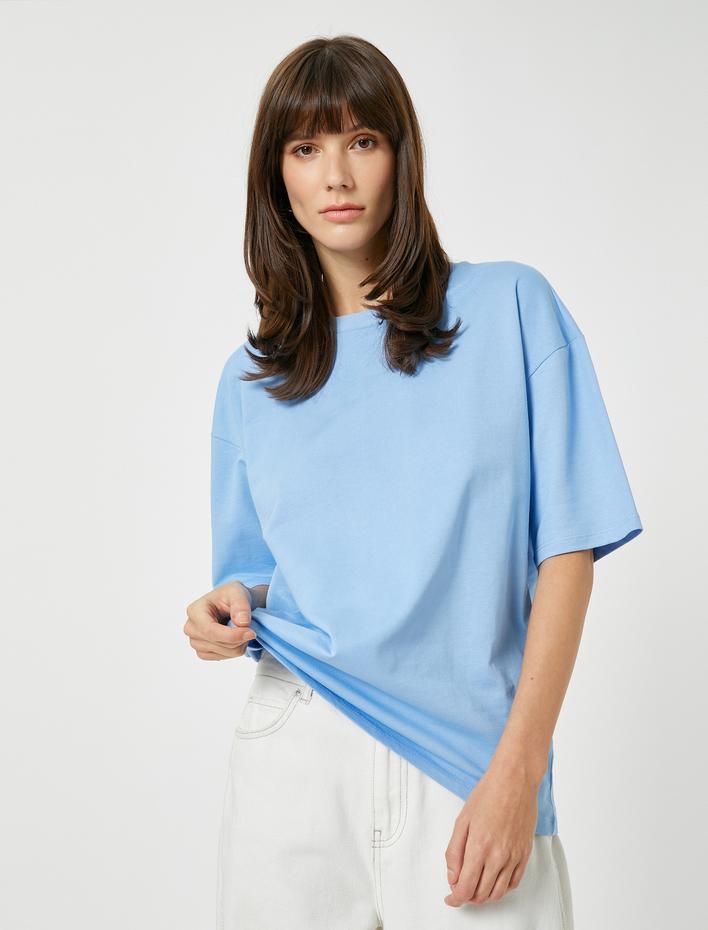  Pamuklu Oversize Tişört Kısa Kollu Basic
