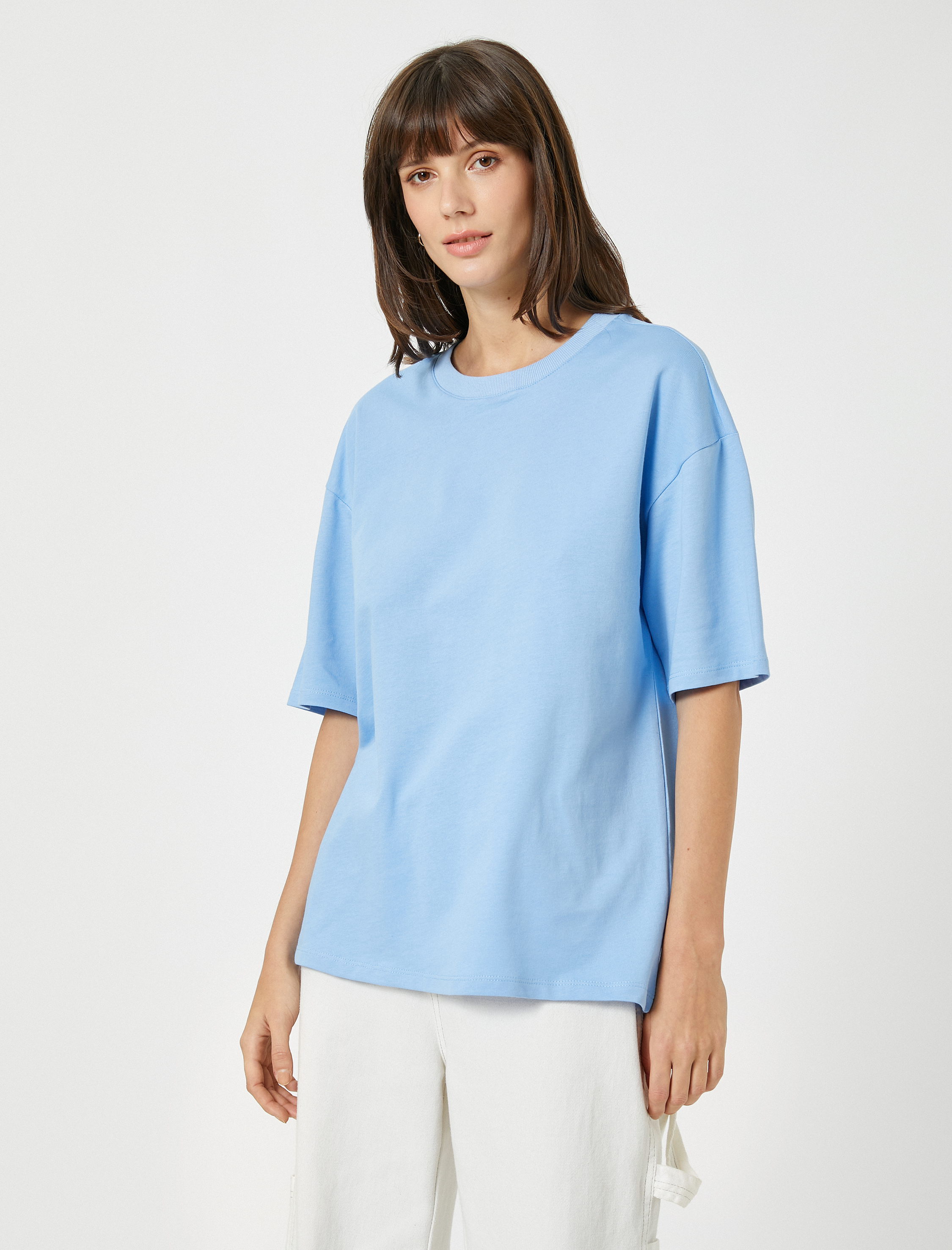   Pamuklu Oversize Tişört Kısa Kollu Basic