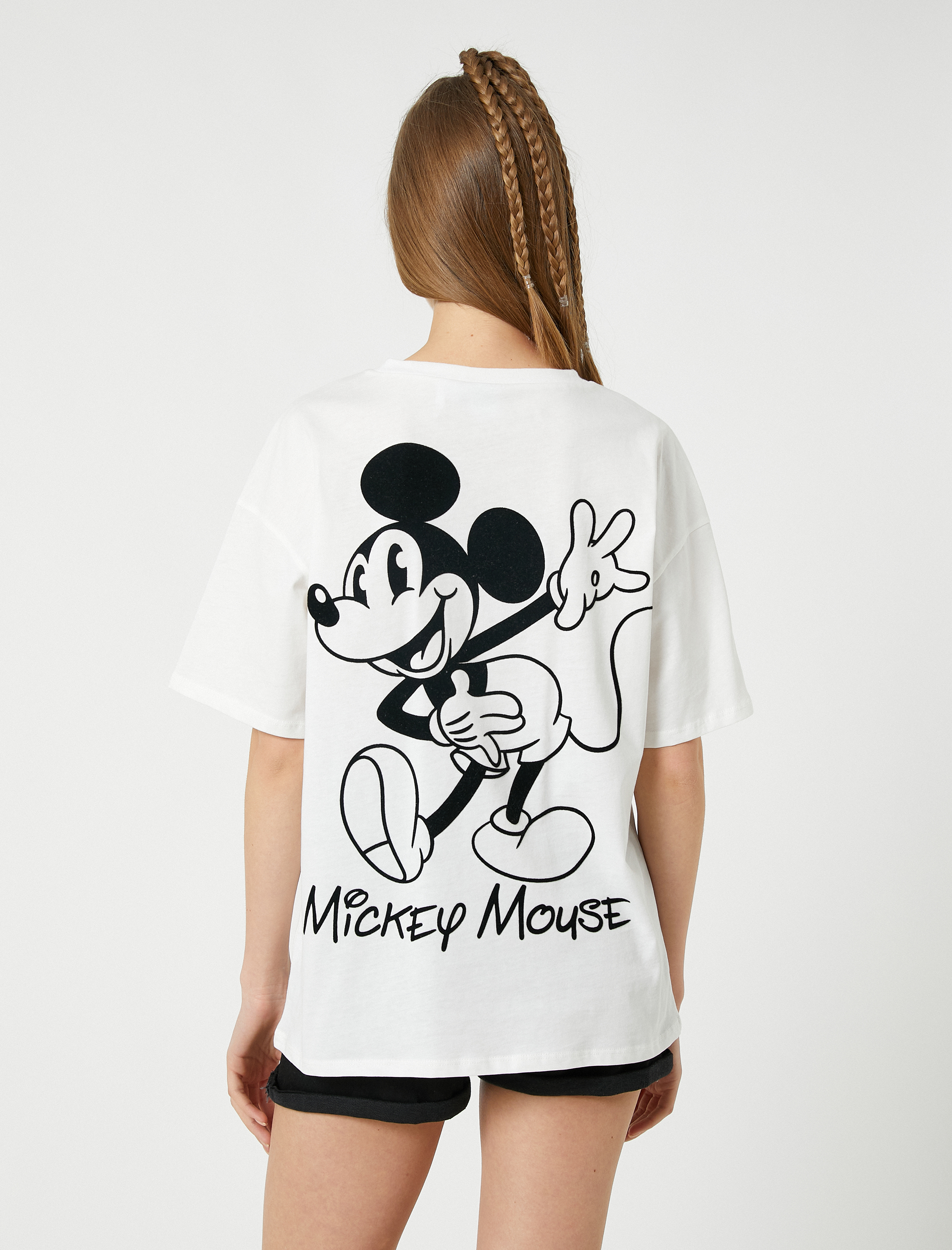 Mickey Mouse Tişört Baskılı Lisanslı Bisiklet Yaka Kısa Kollu