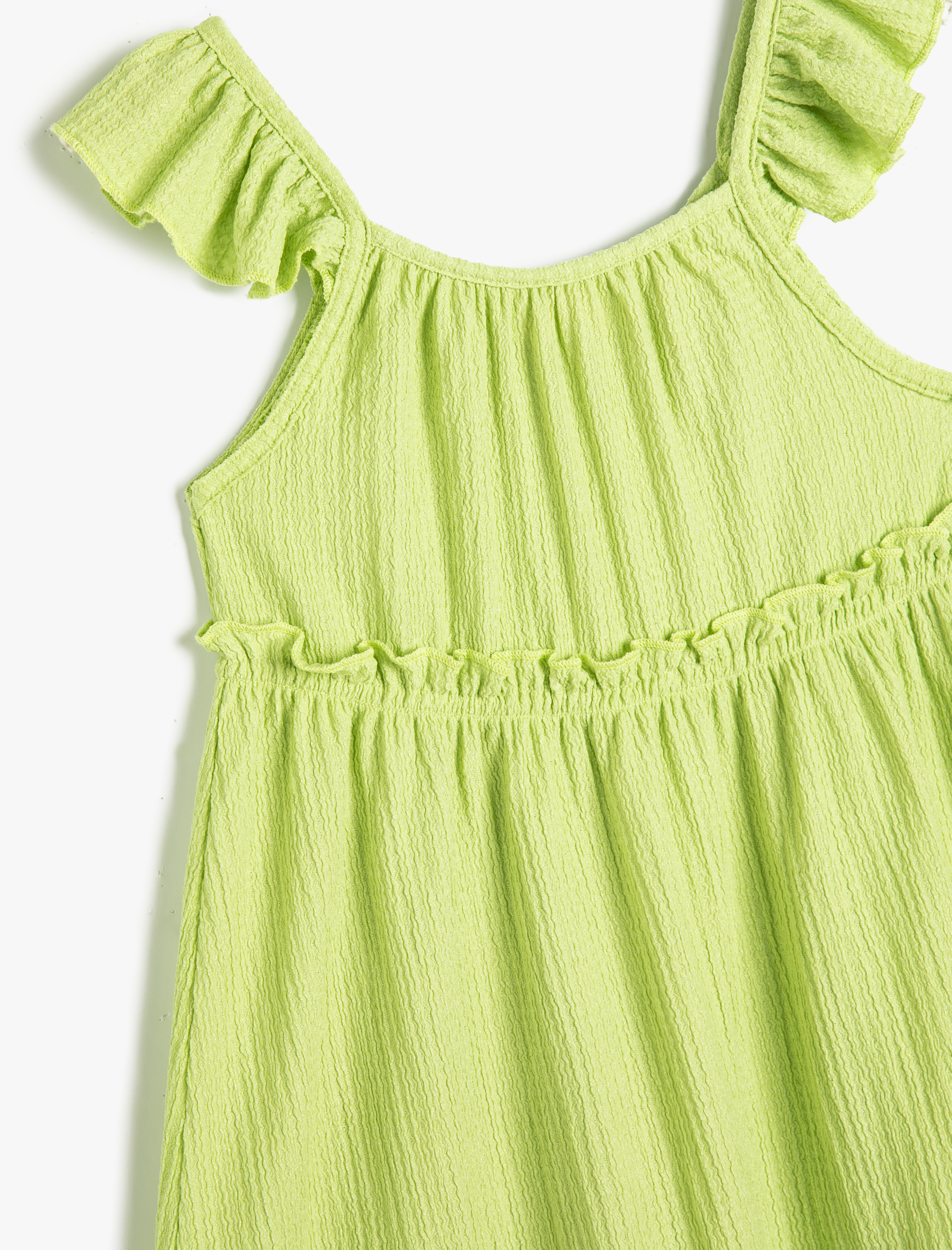  Kız Çocuk Elbise Midi Boy Askılı Katlı