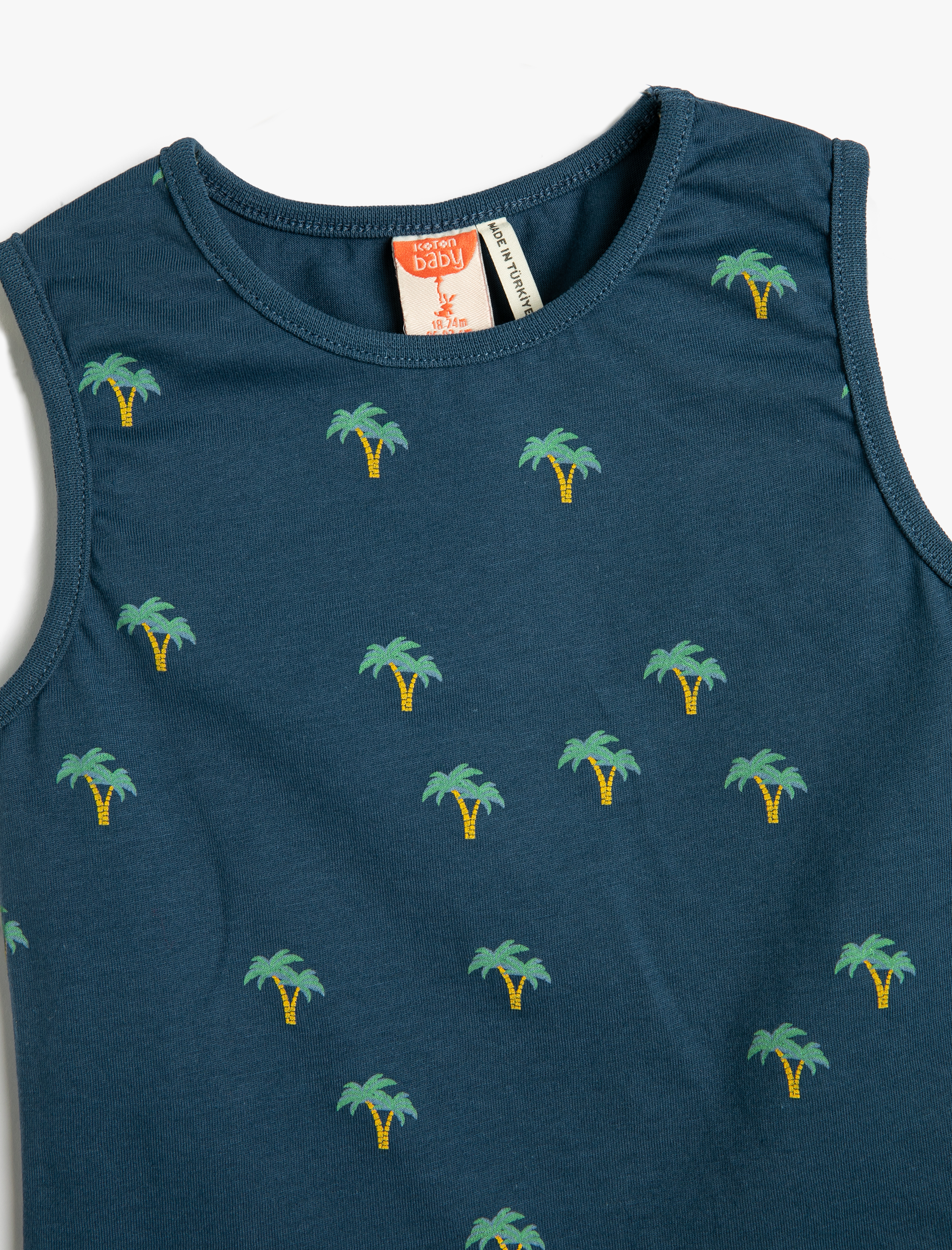  Erkek Bebek Atlet Kolsuz Bisiklet Yaka Baskılı Pamuklu