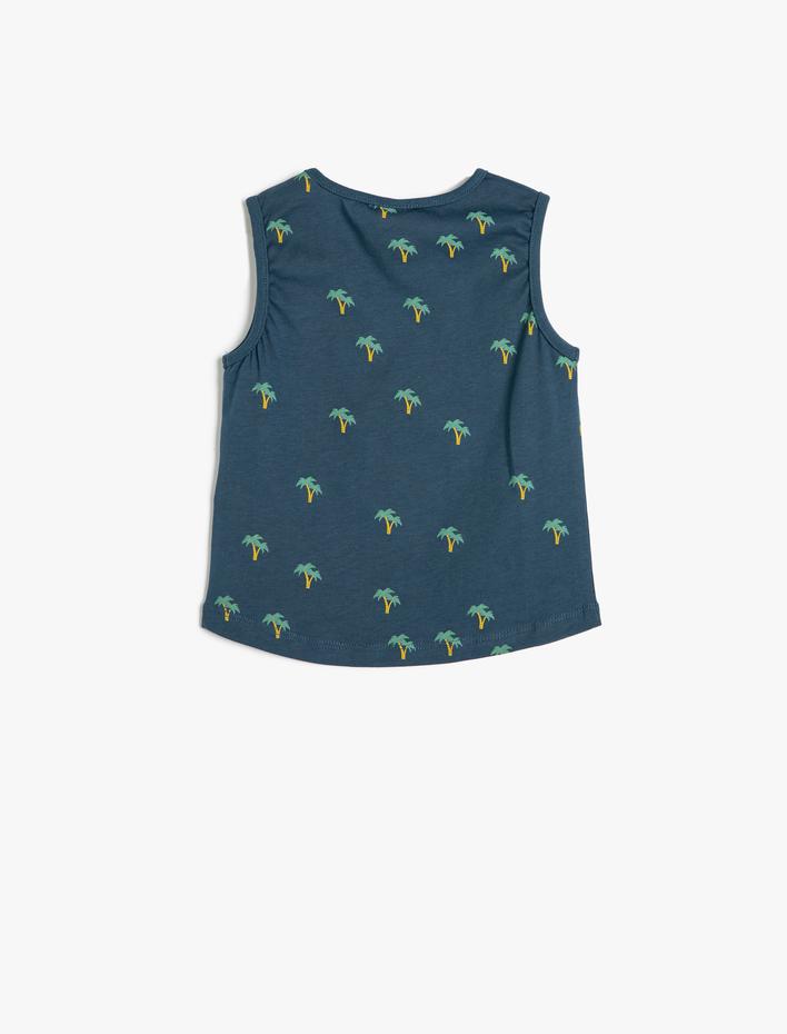 Erkek Bebek Atlet Kolsuz Bisiklet Yaka Baskılı Pamuklu