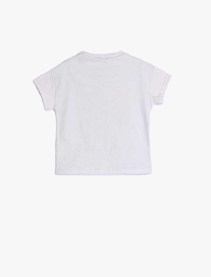 Kız Bebek Bambi Tişört Thumper Tavşan Baskılı Kısa Kollu Bisiklet Yaka