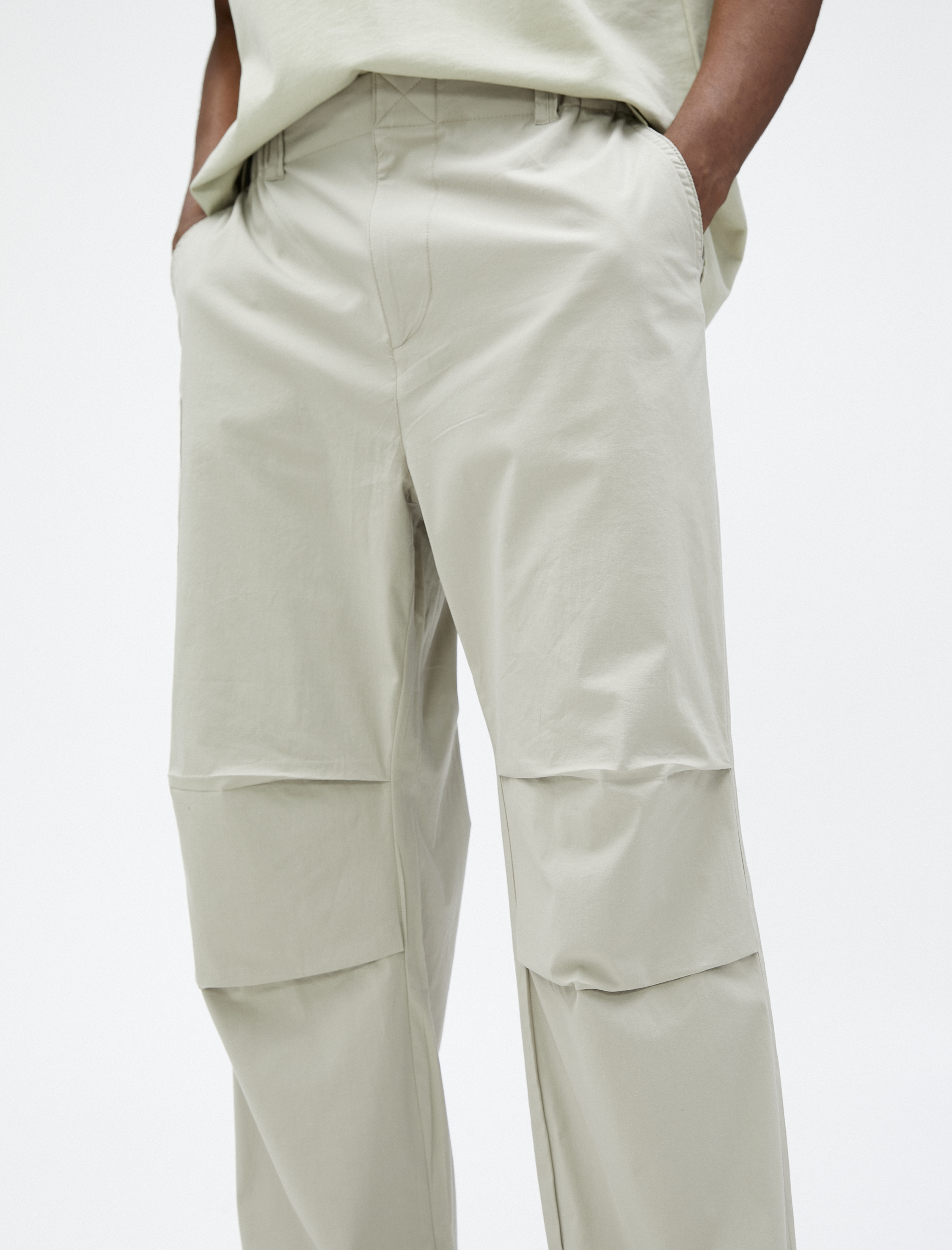   Paraşüt Pantolon Bol Kesim Beli Bağcıklı Stoperli Kargo Cep Detaylı Pamuklu