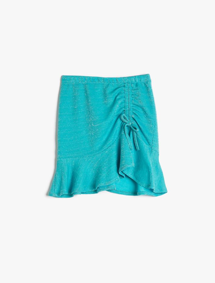 Kız Çocuk Mini Etek Büzgülü Fırfırlı Parıltılı