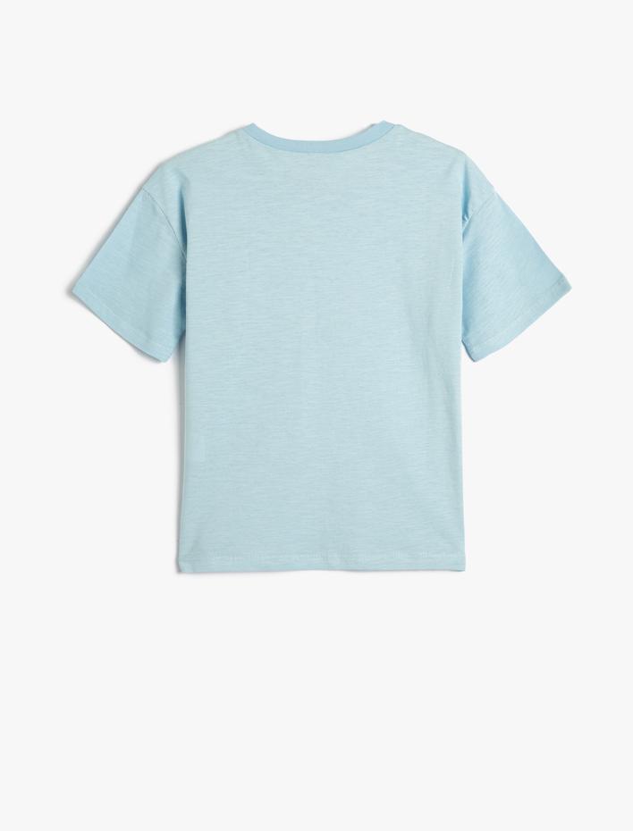 Erkek Çocuk Tişört Baskılı Kısa Kollu Bisiklet Yaka Pamuklu