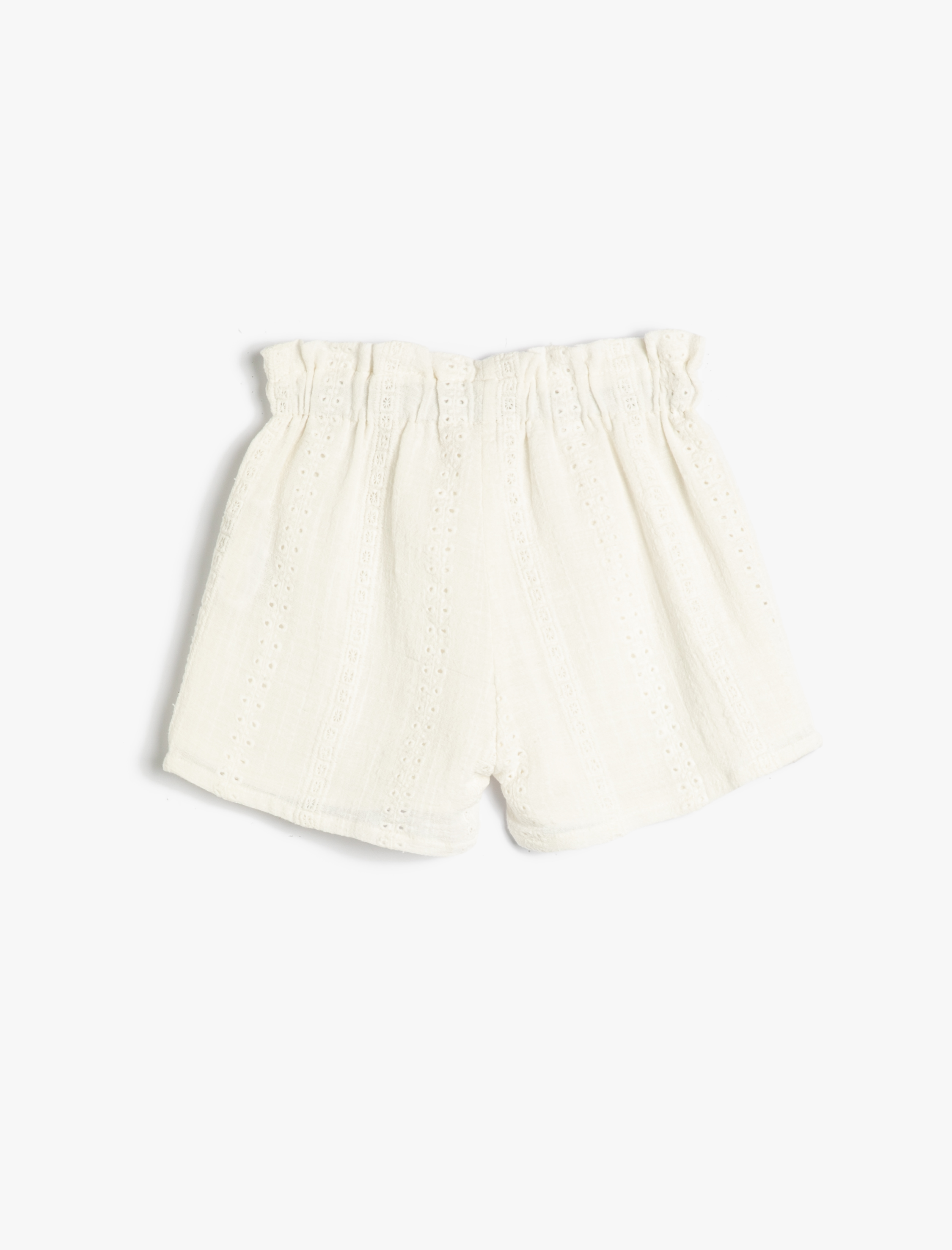  Kız Çocuk Şort Brode İşlemeli Beli Lastikli Astarlı Pamuklu