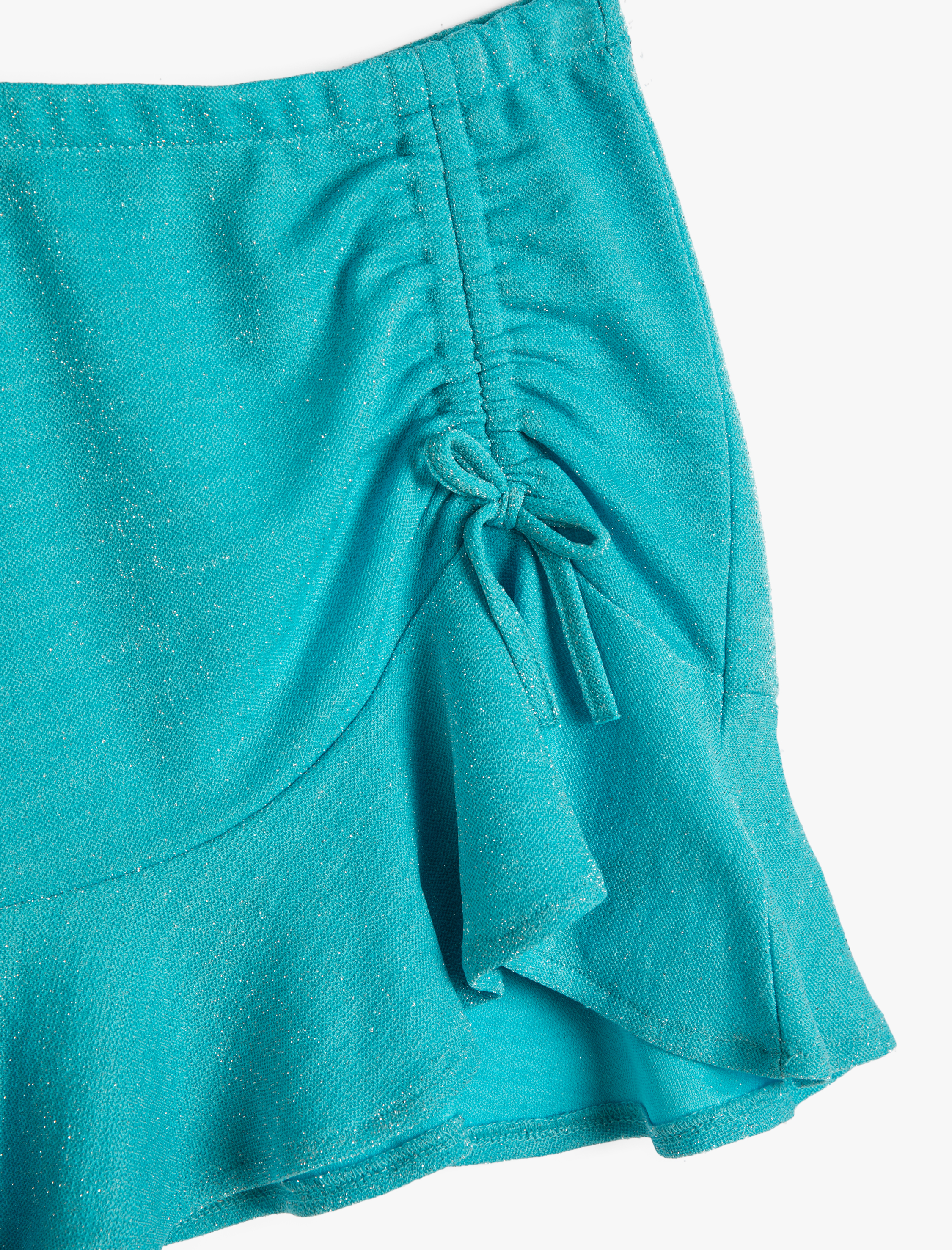  Kız Çocuk Mini Etek Büzgülü Fırfırlı Parıltılı