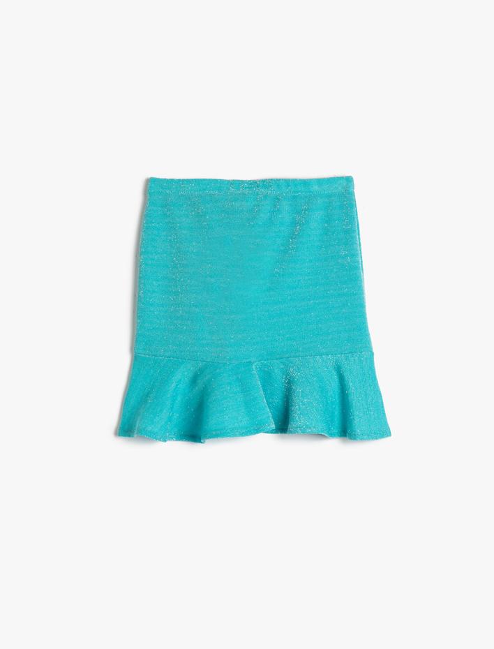 Kız Çocuk Mini Etek Büzgülü Fırfırlı Parıltılı