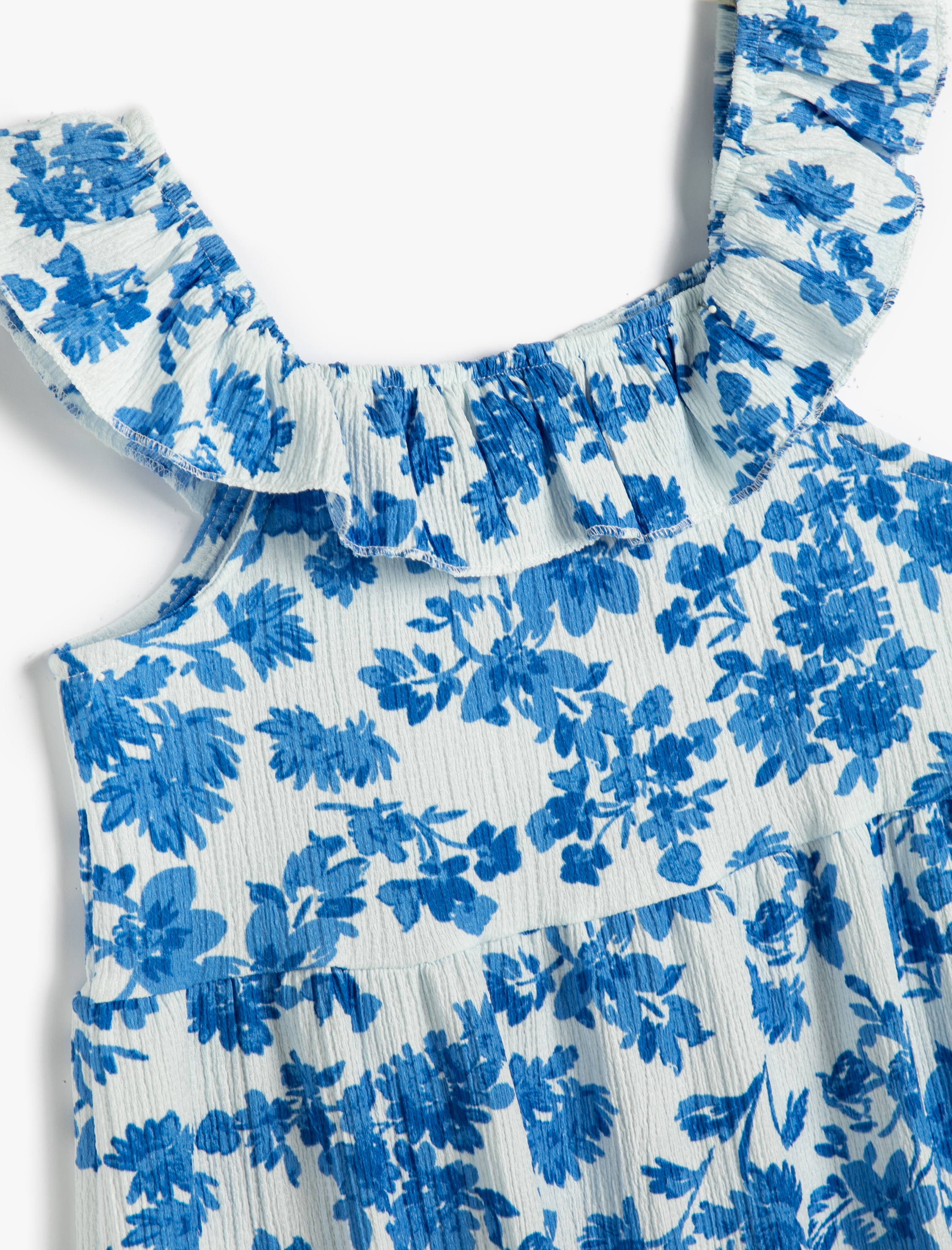  Kız Çocuk Elbise Çiçekli Midi Boy Fırfırlı Bol Kalıp Kolsuz