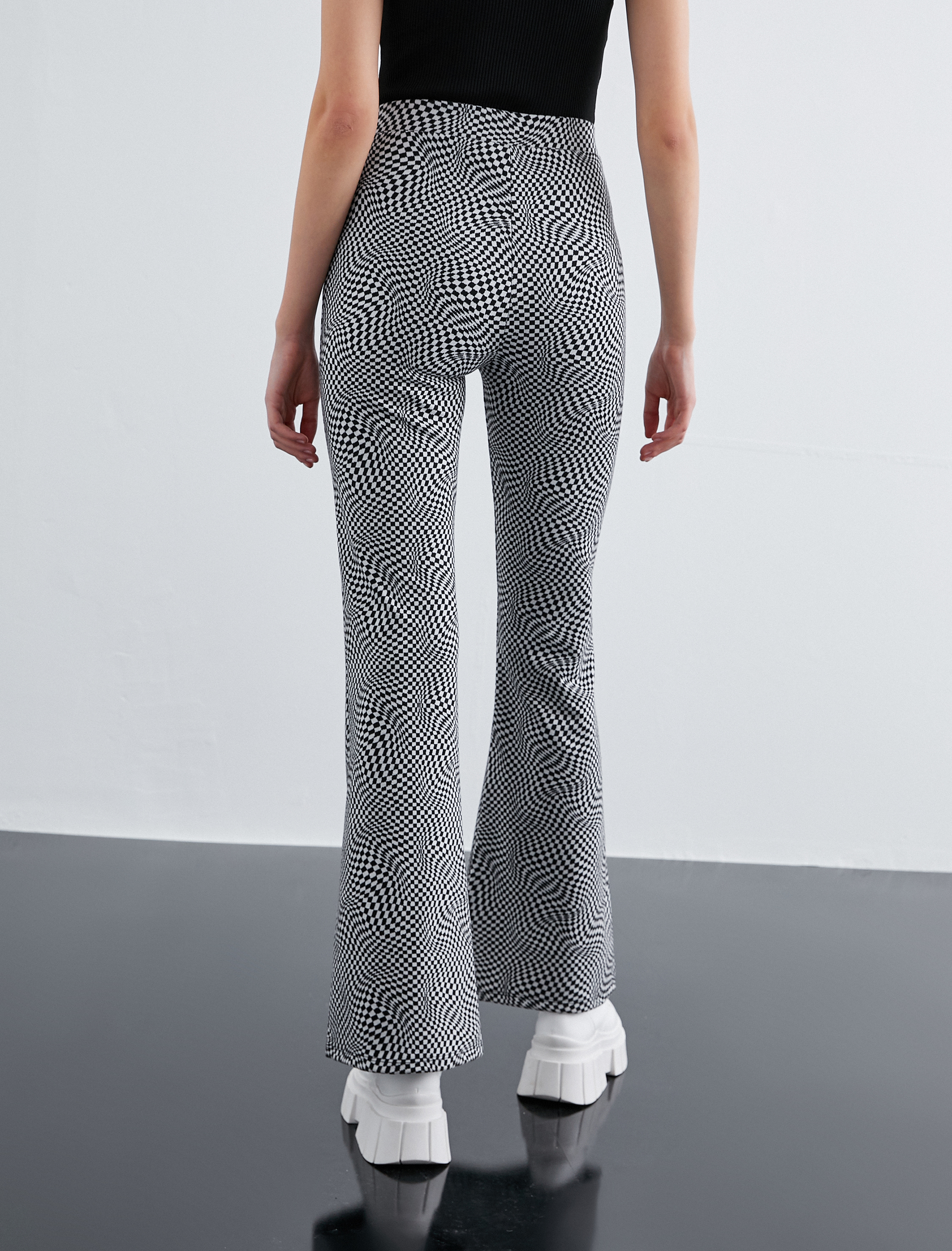   Holografik Desenli İspanyol Paça Tayt Pantolon