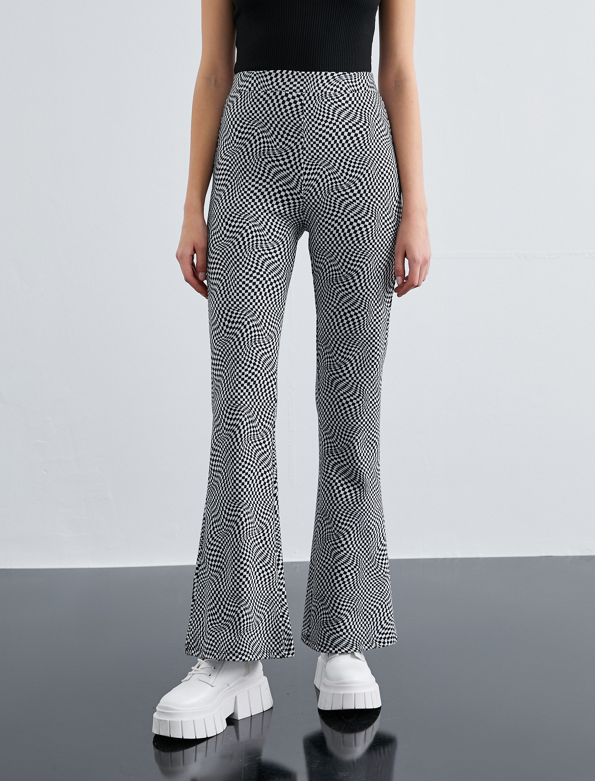   Holografik Desenli İspanyol Paça Tayt Pantolon