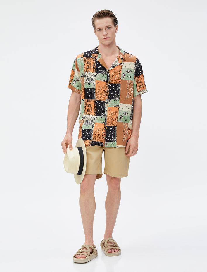  Chino Şort Beli Bağlamalı Cepli Pamuklu