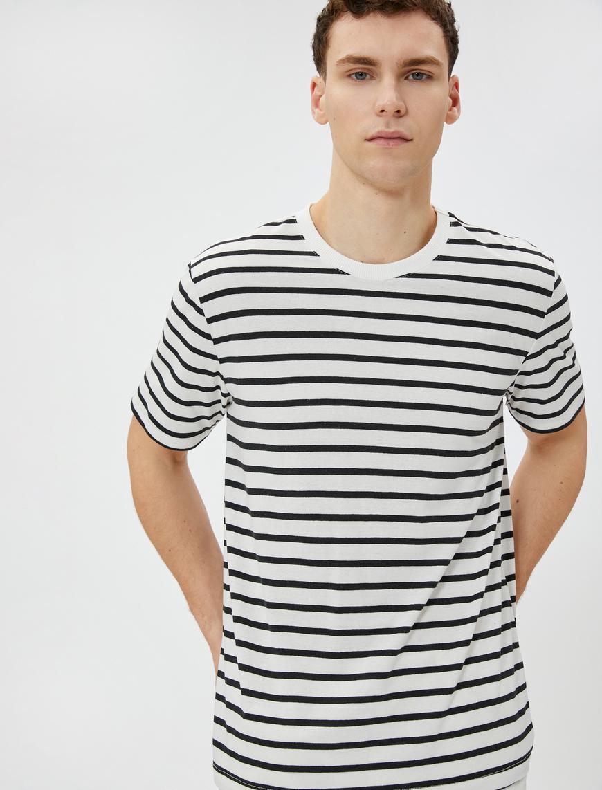   Slim Fit Tişört Kısa Kollu Bisiklet Yaka