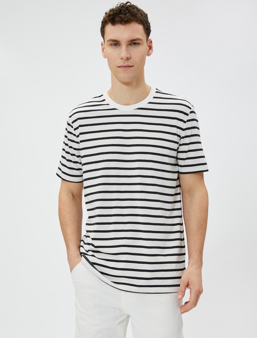   Slim Fit Tişört Kısa Kollu Bisiklet Yaka