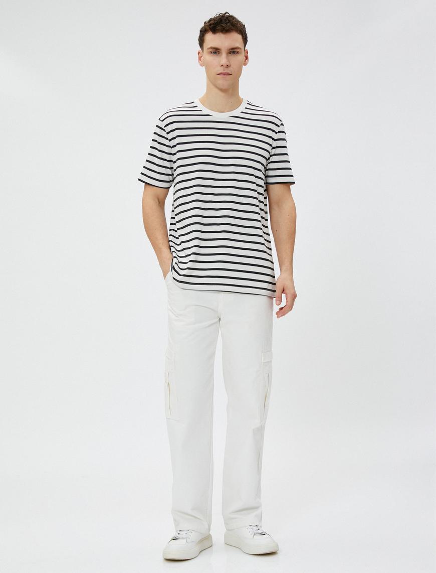   Slim Fit Tişört Kısa Kollu Bisiklet Yaka