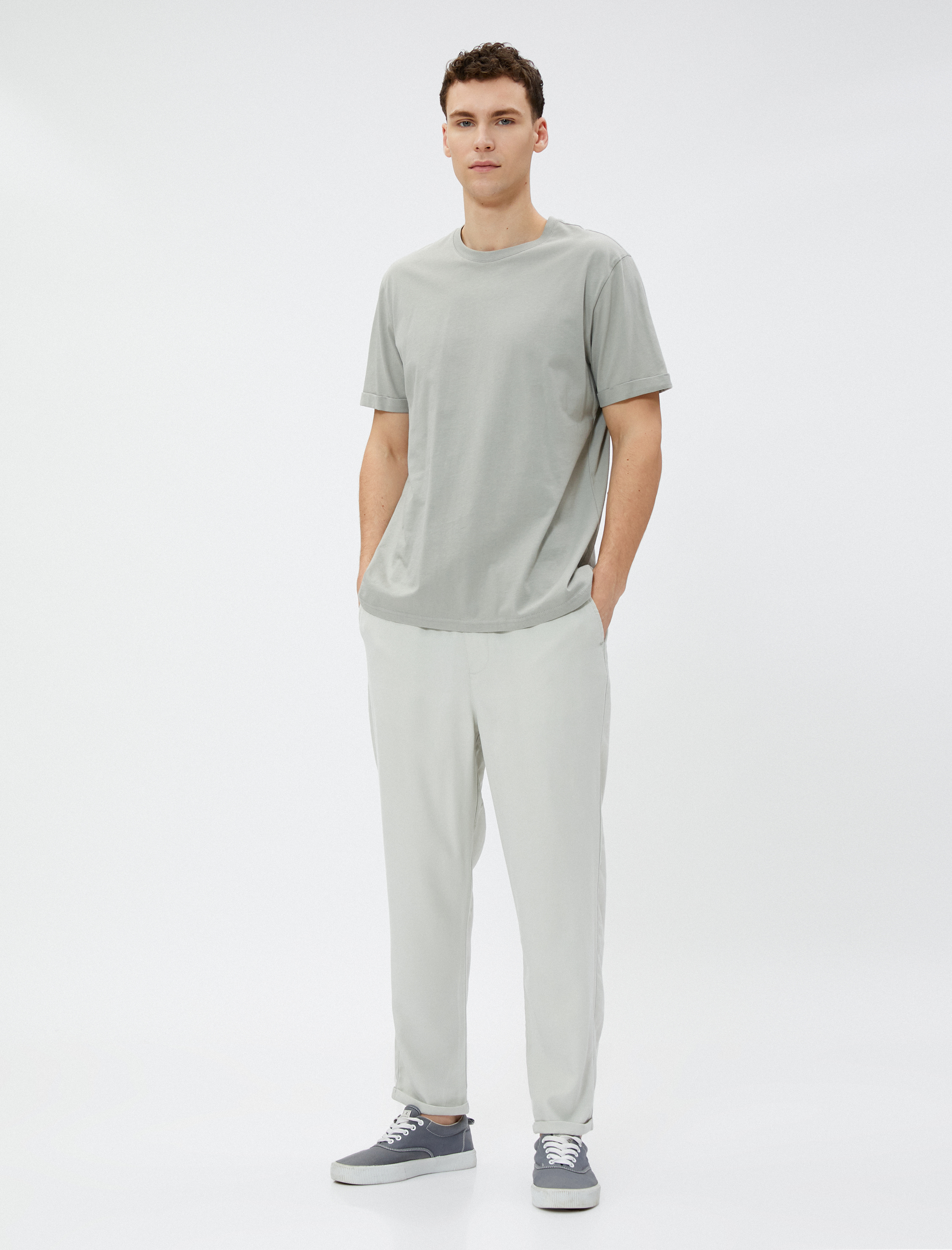   Basic Pantolon Beli Bağcıklı Cep Detaylı Viskon Karışımlı