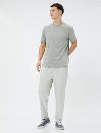 Basic Pantolon Beli Bağcıklı Cep Detaylı Viskon Karışımlı