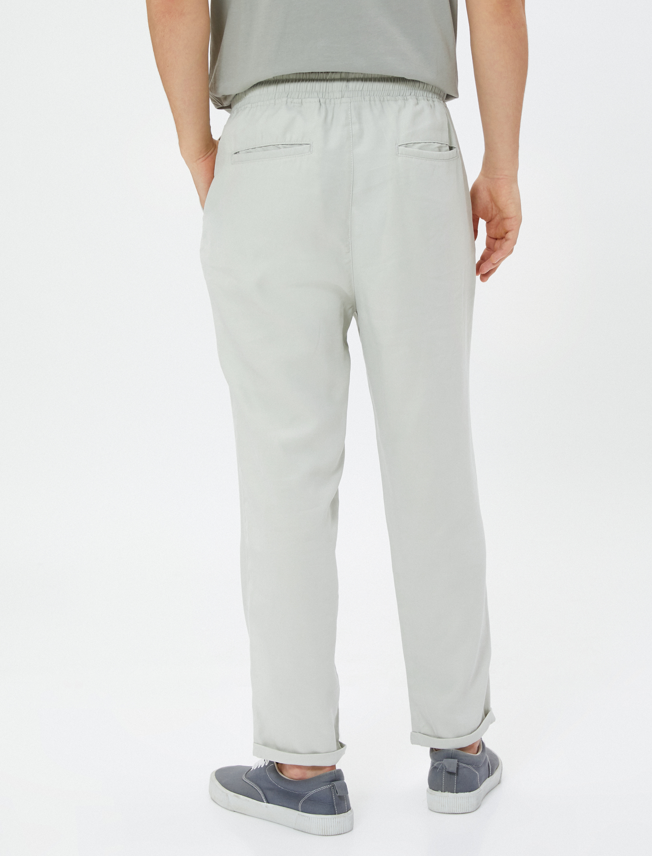   Basic Pantolon Beli Bağcıklı Cep Detaylı Viskon Karışımlı